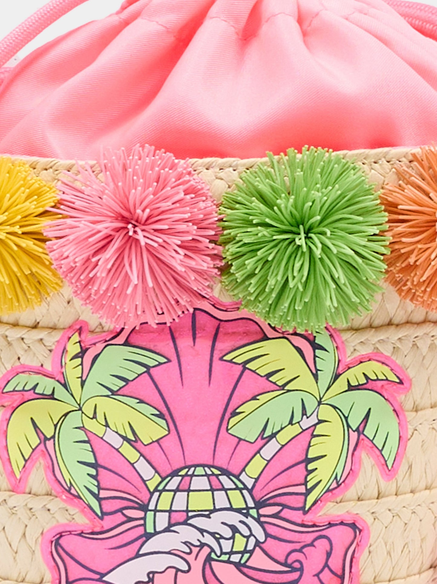 Borsa multicolor per bambina in paglia con pompon,Billieblush,U22037 499