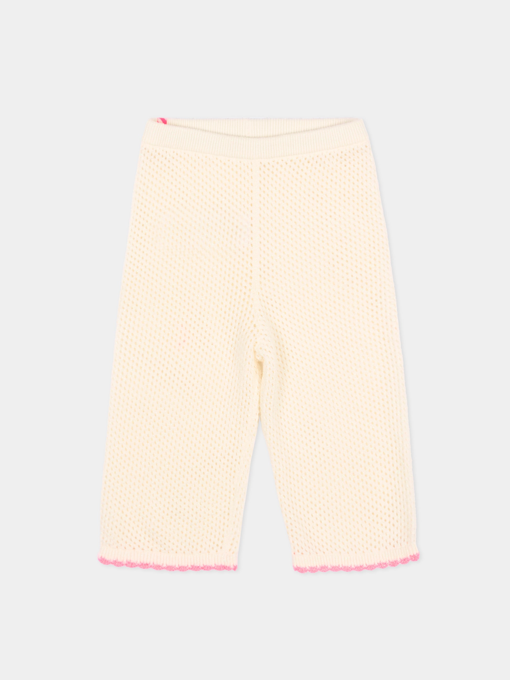 Pantaloni avorio in crochet per neonata,Billieblush,U22142 148