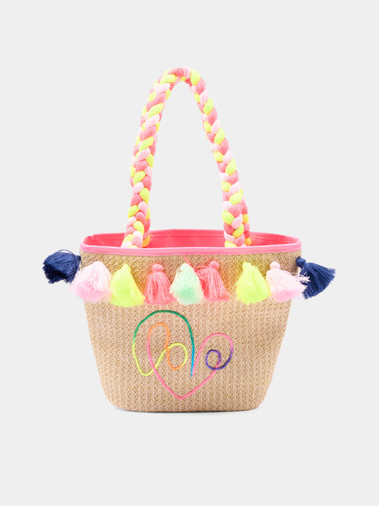 Borsa mare multicolor per bambina con nappine,Billieblush,U22143 Z41