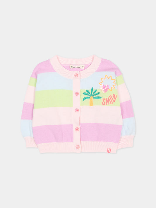 Cardigan multicolor per neonata a righe,Billieblush,U22181 Z41