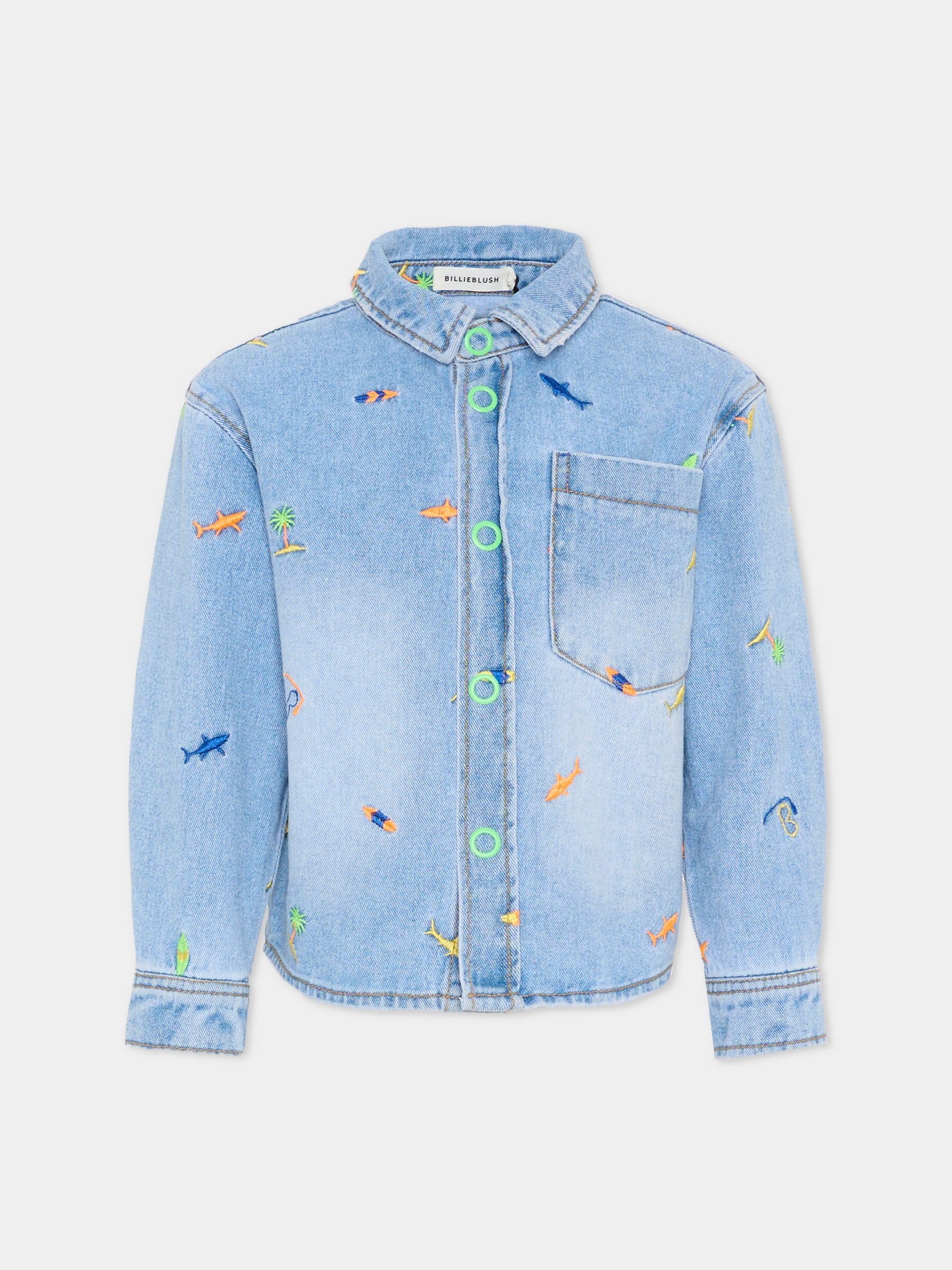 Giubbotto di jeans denim per bambino con ricami,Billieblush,U22185 Z18