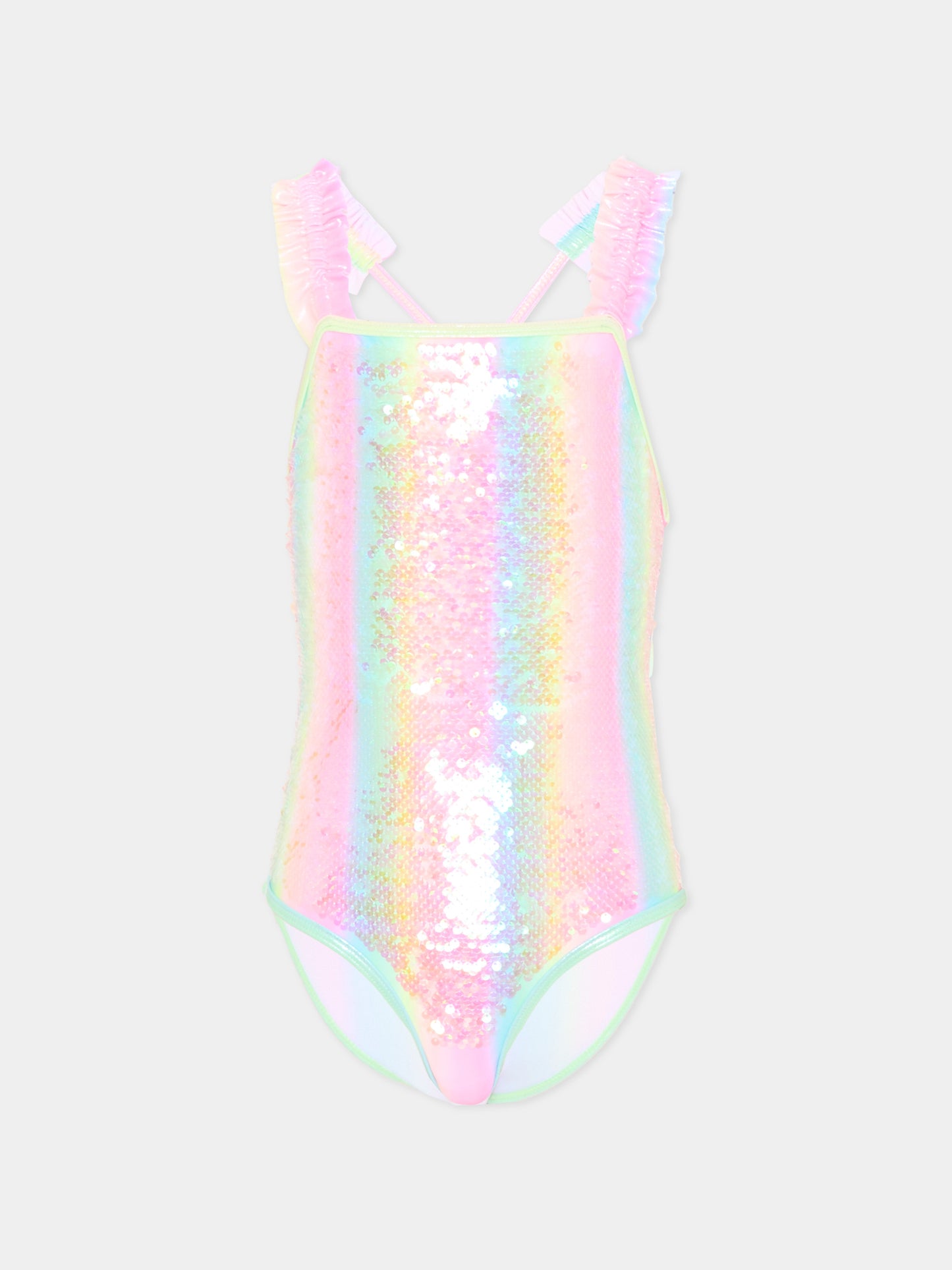 Costume intero multicolor per bambina con paillettes,Billieblush,U22200 Z41