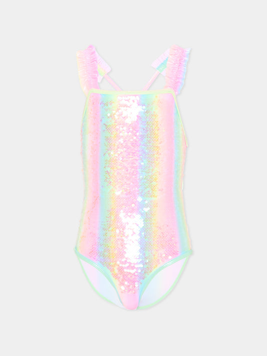 Costume intero multicolor per bambina con paillettes,Billieblush,U22200 Z41