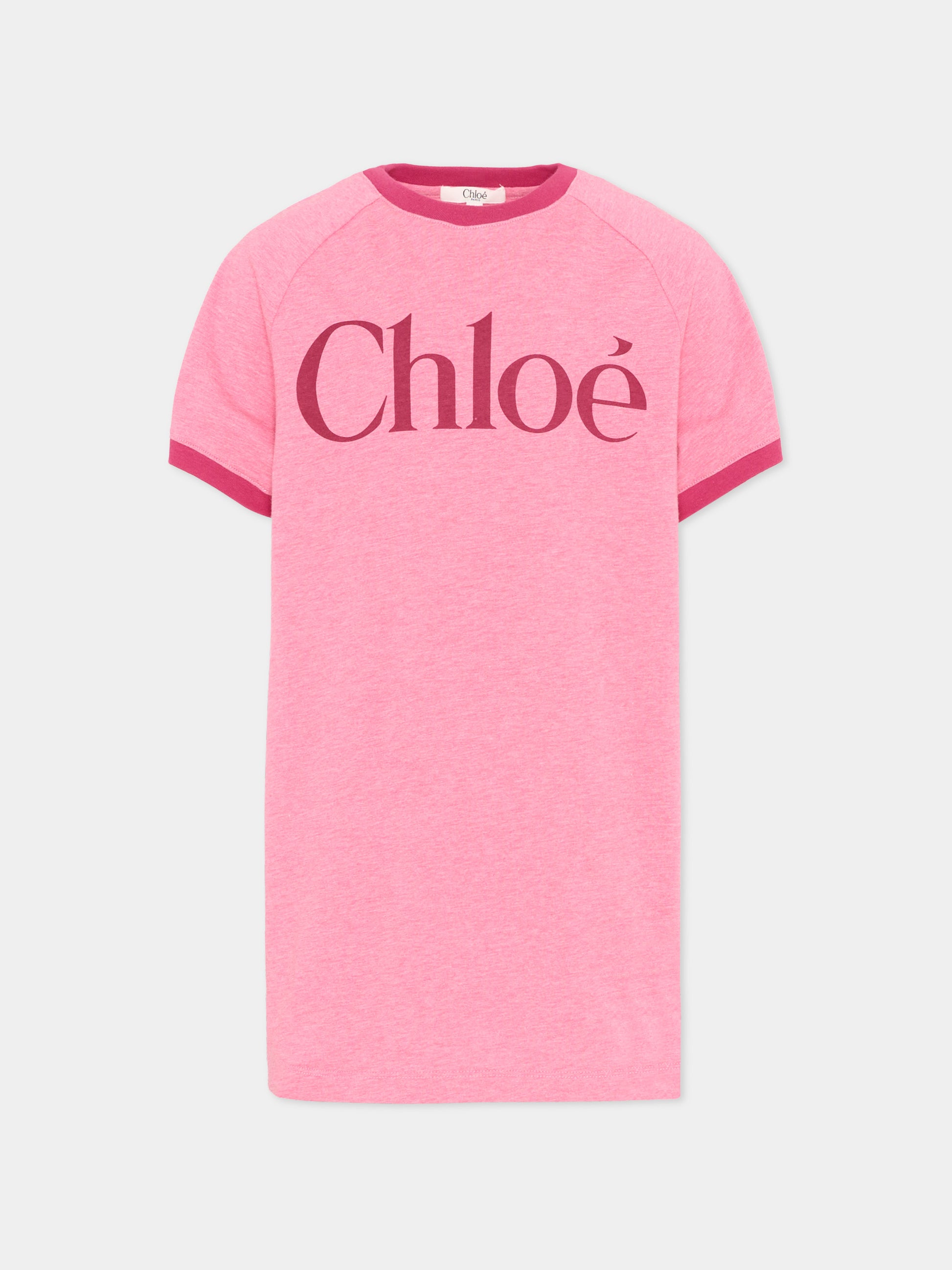 Vestito rosa con logo per bambina,Chloé Kids,C20819 F04