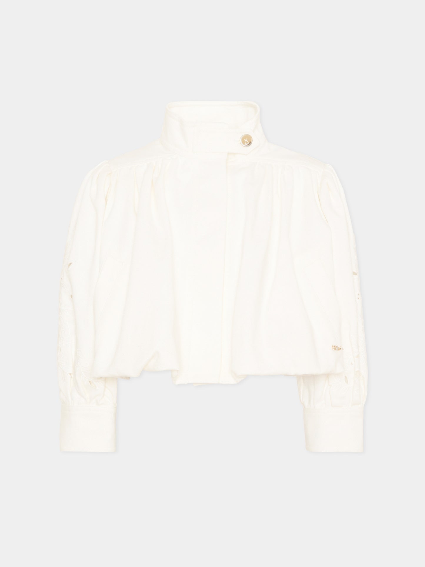 Giubbotto bianco per bambina ricamato,Chloé Kids,C20837 117