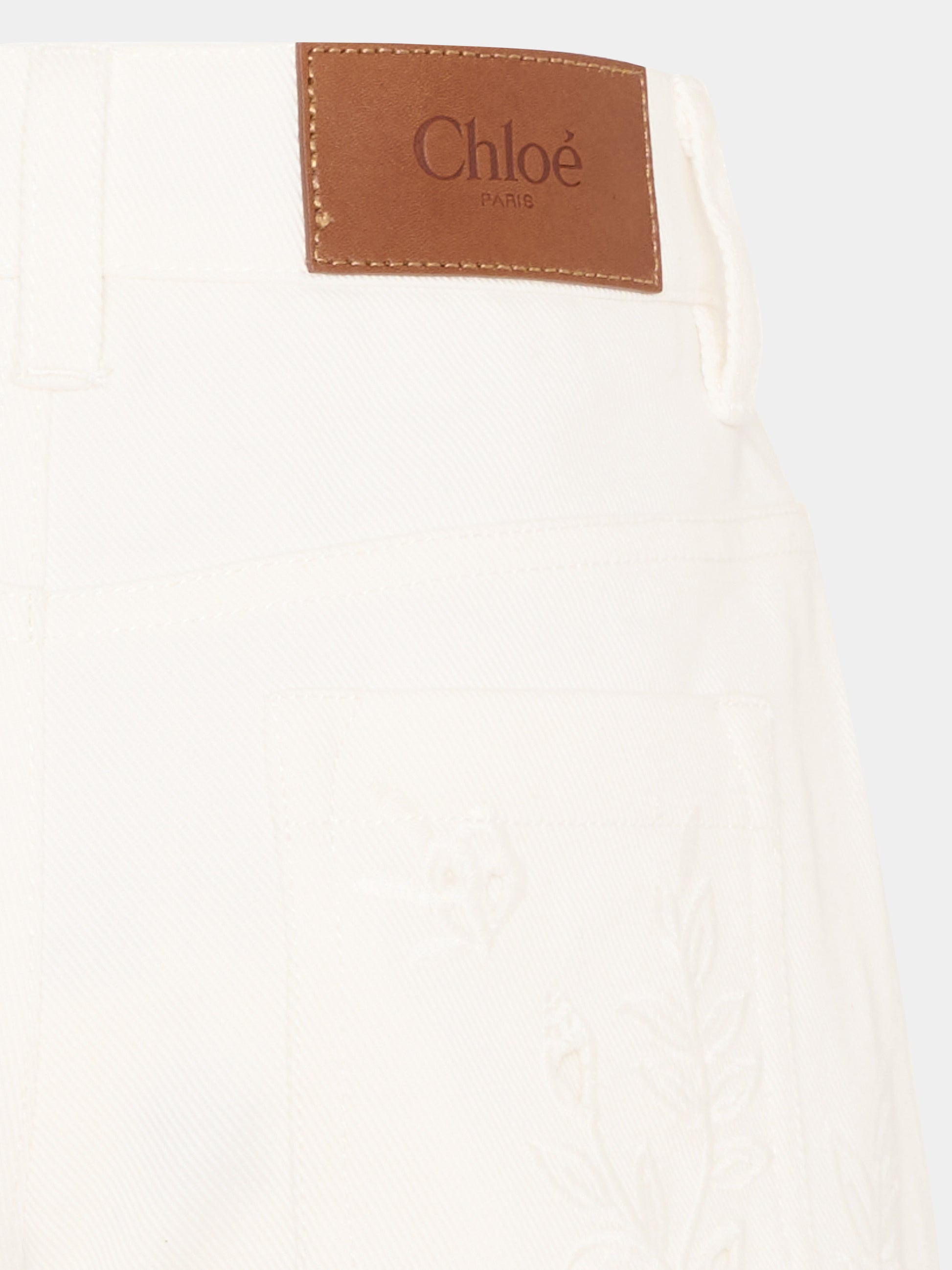 Shorts bianchi per bambina con ricamo floreale,Chloé Kids,C20848 117