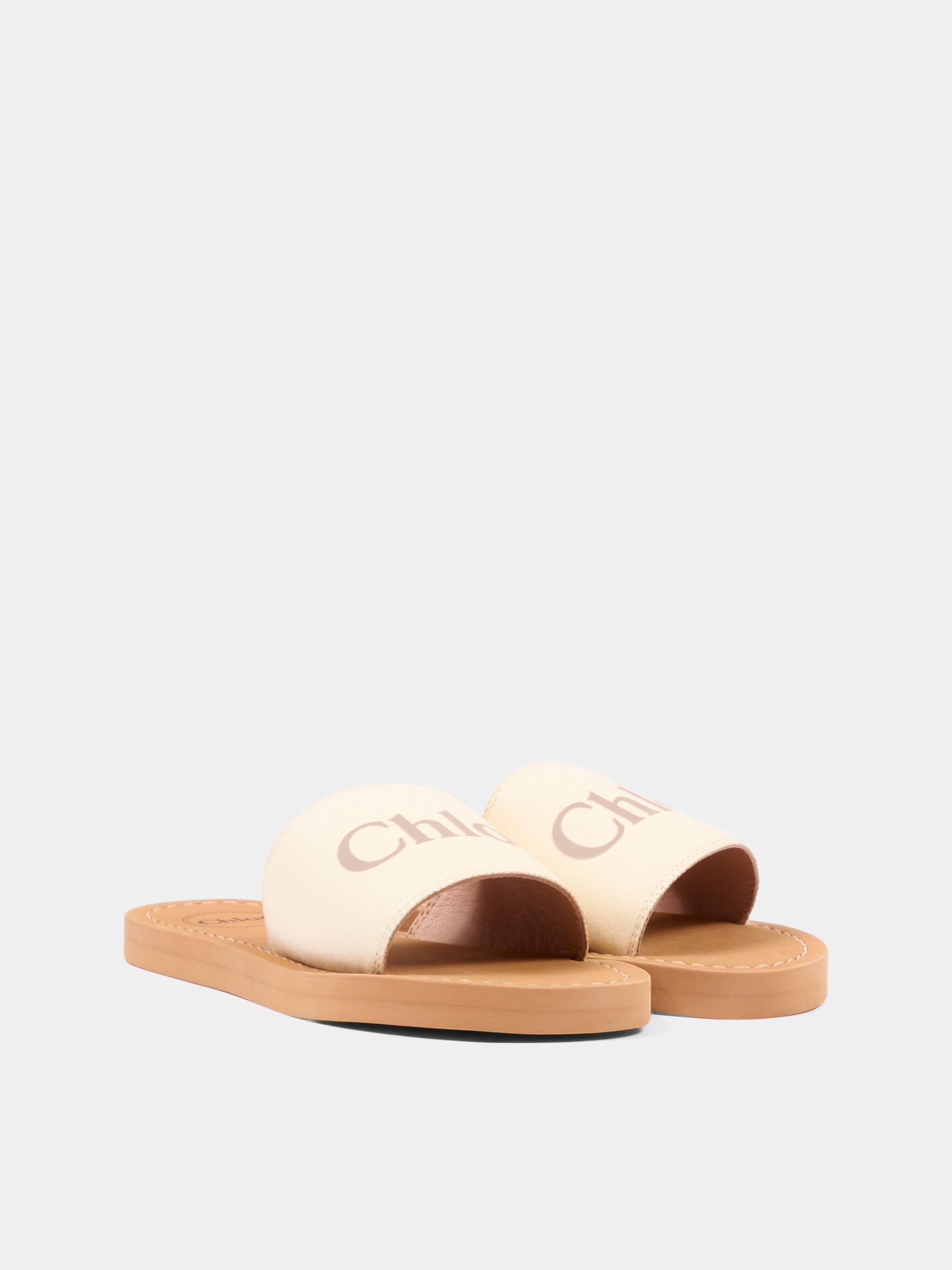 Ciabatte avorio per bambina con logo,Chloé Kids,C20881 117