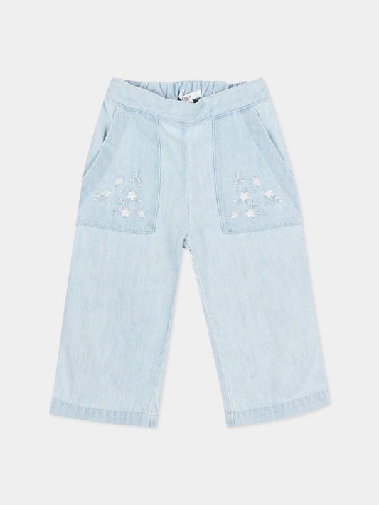 Jeans denim per neonata con ricami,Chloé Kids,C20905 Z04