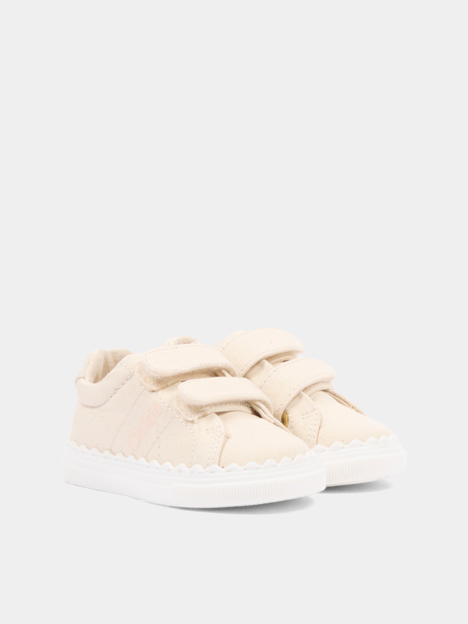 Sneakers beige per neonata con logo,Chloé Kids,C20918 117