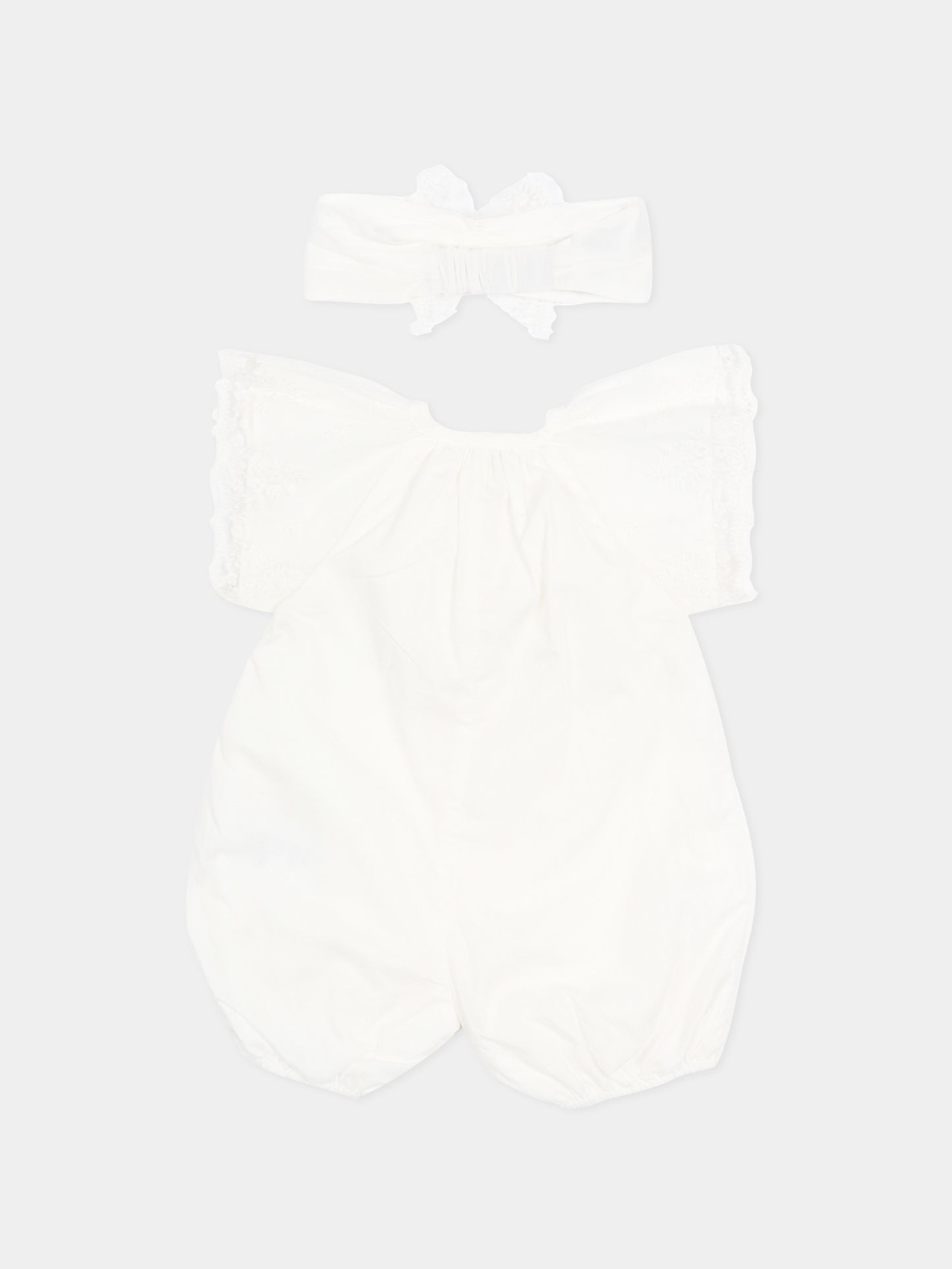 Pagliaccetto avorio per neonata con pizzo,Chloé Kids,C20928 117
