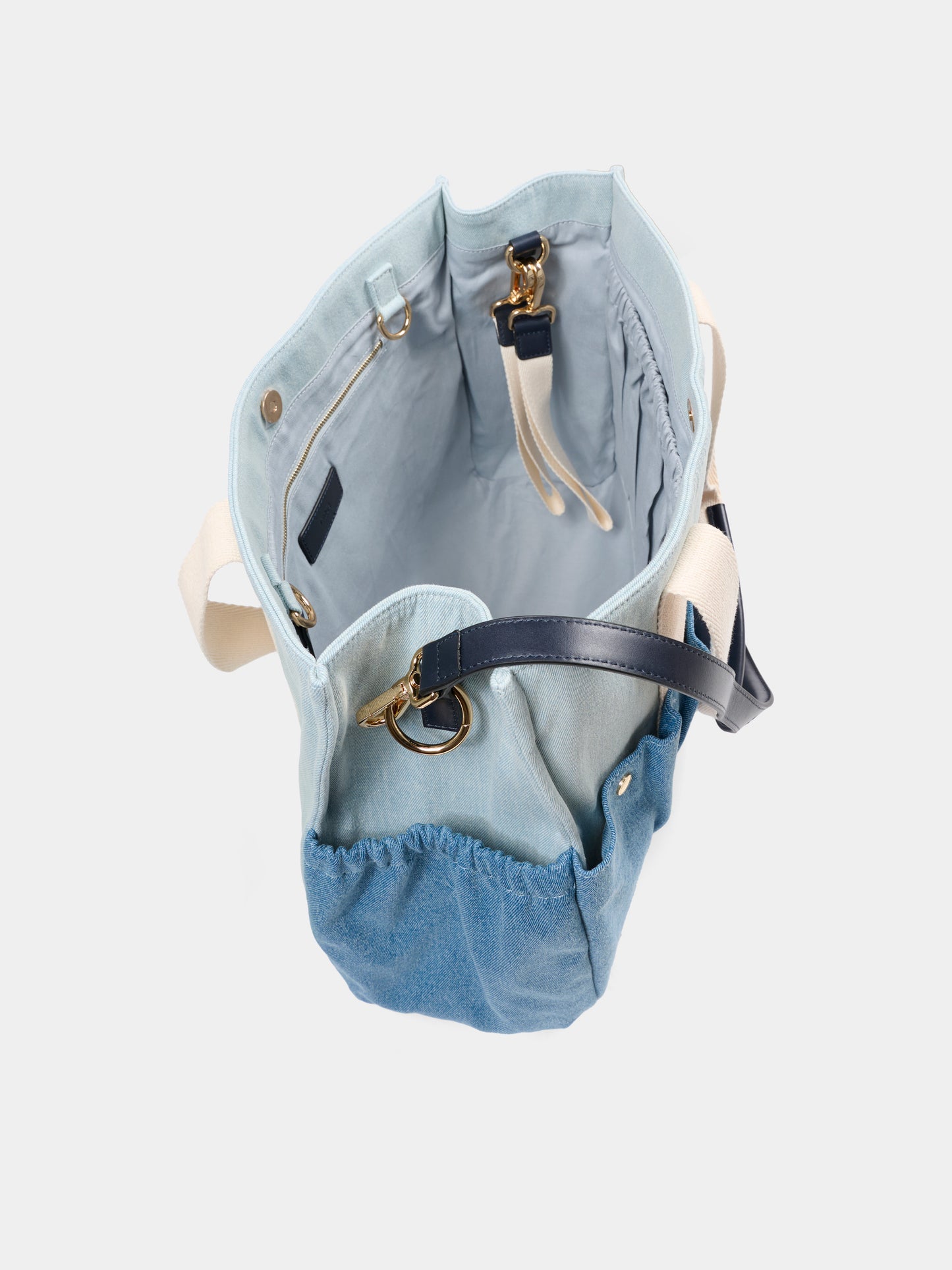 Borsa mamma denim per neonati con logo ricamato,Chloé Kids,C20943 Z10