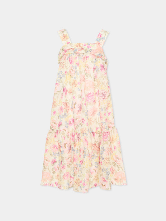 Vestito multicolor per bambina floreale,Chloé Kids,C21229 Z41