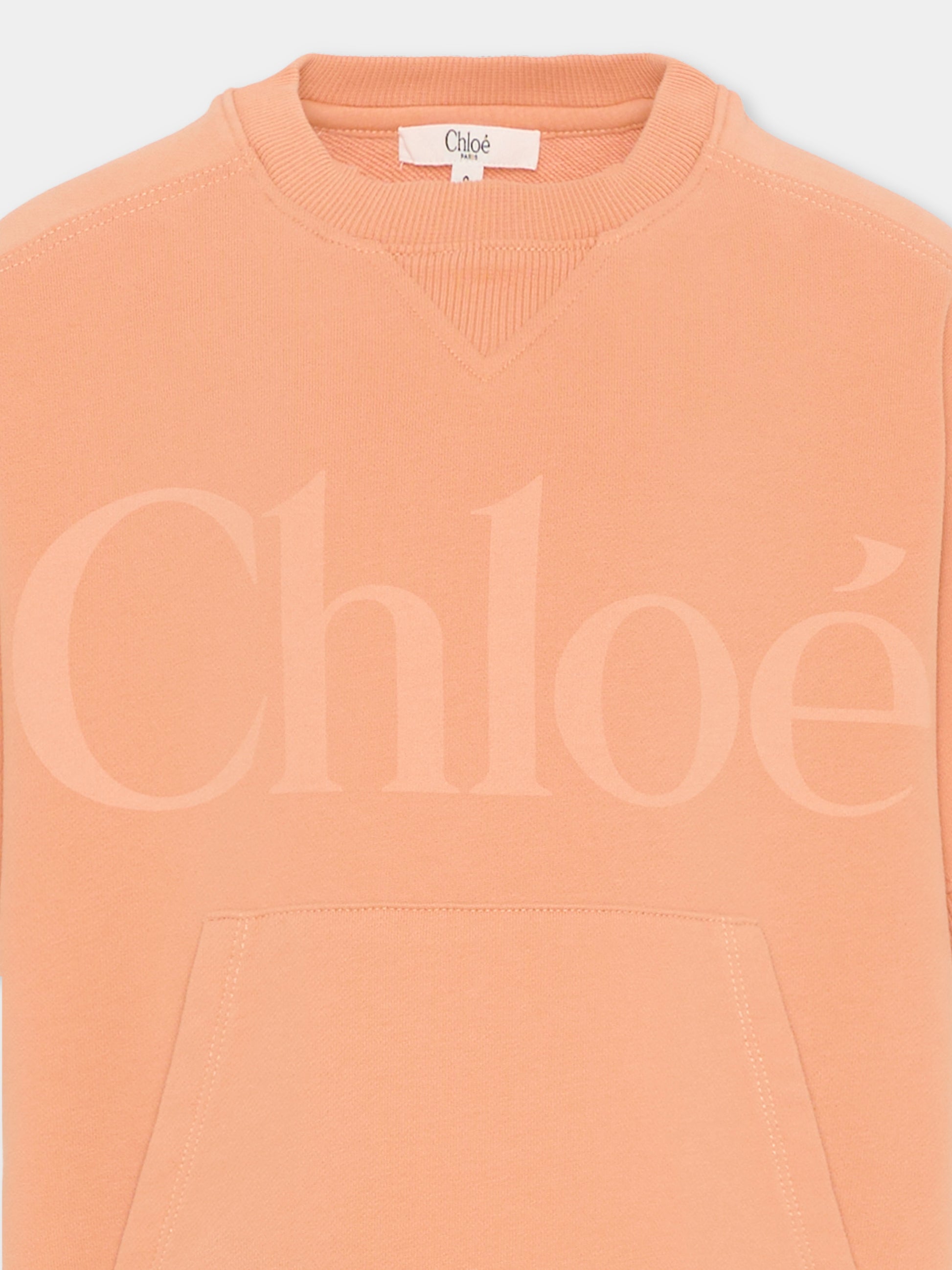 Vestito arancione per bambina con logo,Chloé Kids,C21230 43A