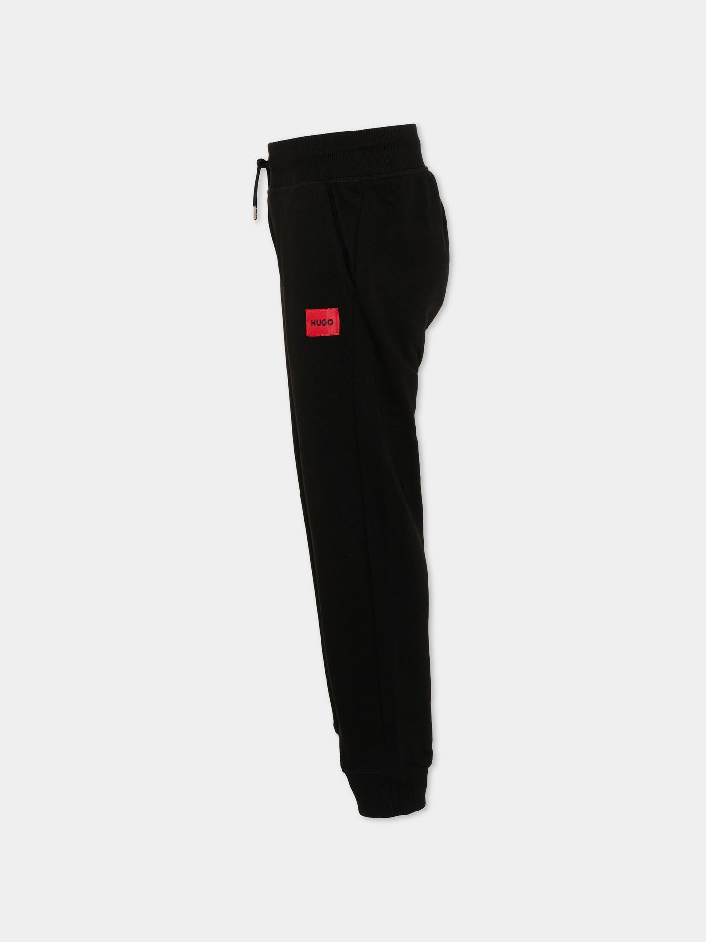 Pantaloni sportivi nero per bambino,Hugo,G01182 09B