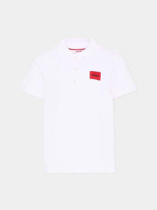 Polo bianca HUGO per bambino con logo,Hugo,G01186 10P