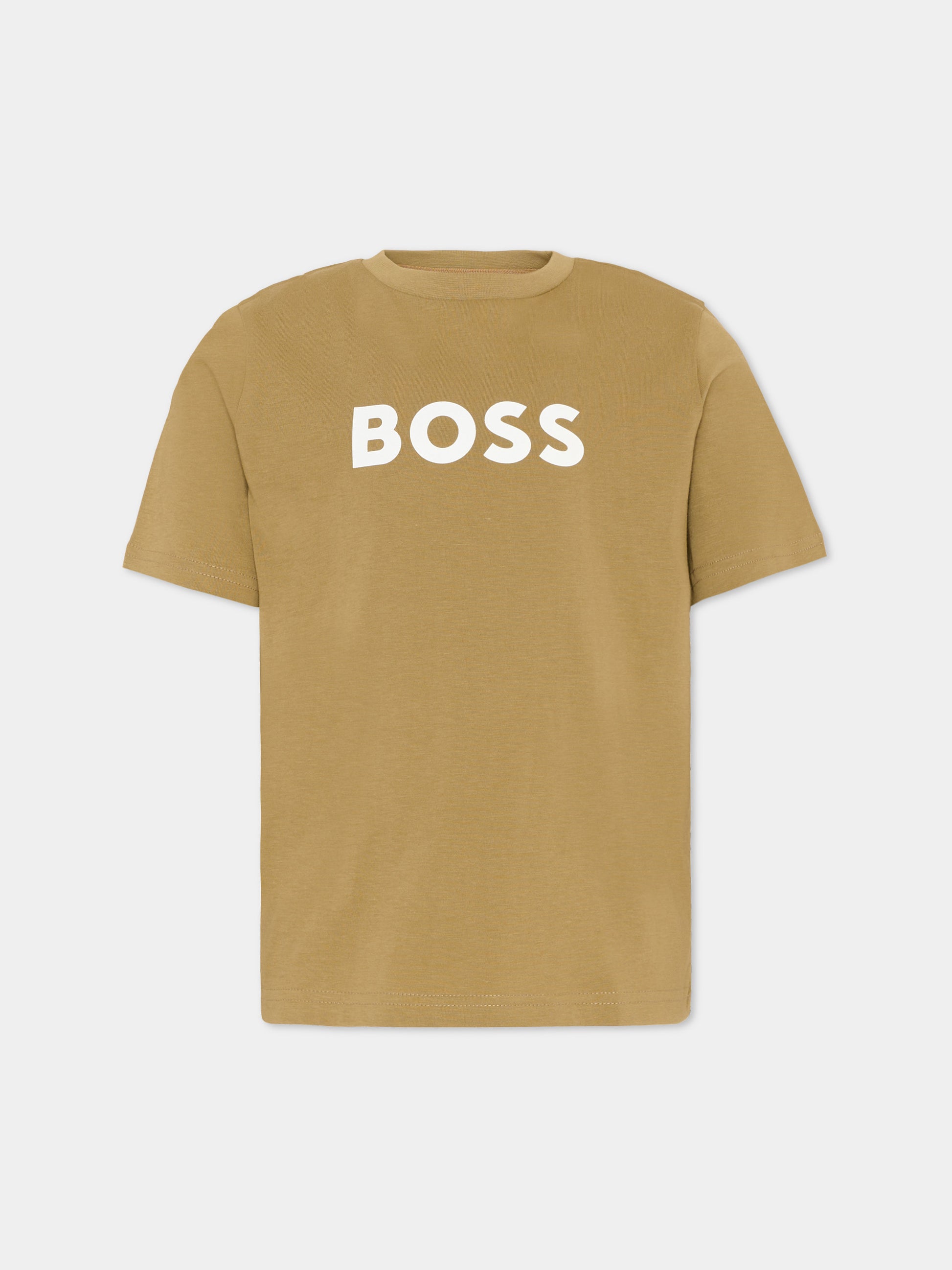 T-Shirt verde con logo per bambino,Boss,J52711 295