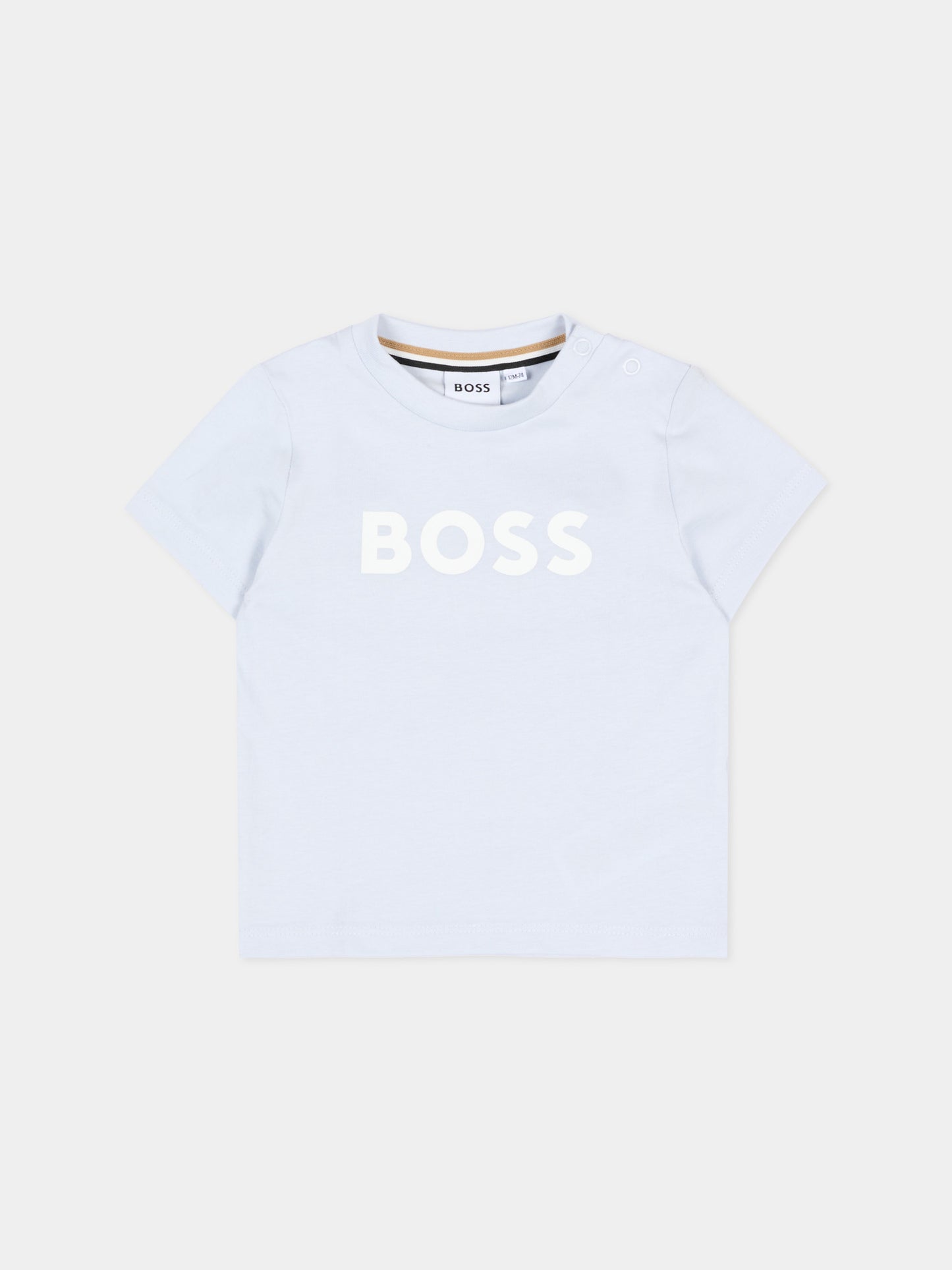 T-Shirt celeste per neonato con logo,Boss,J52712 78K