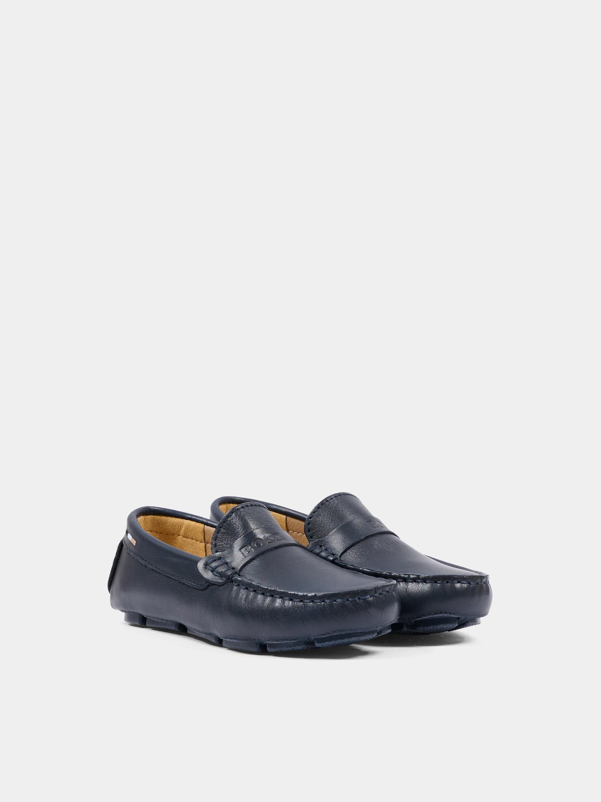 Mocassini blu per bambino con logo,Boss,J52808 862