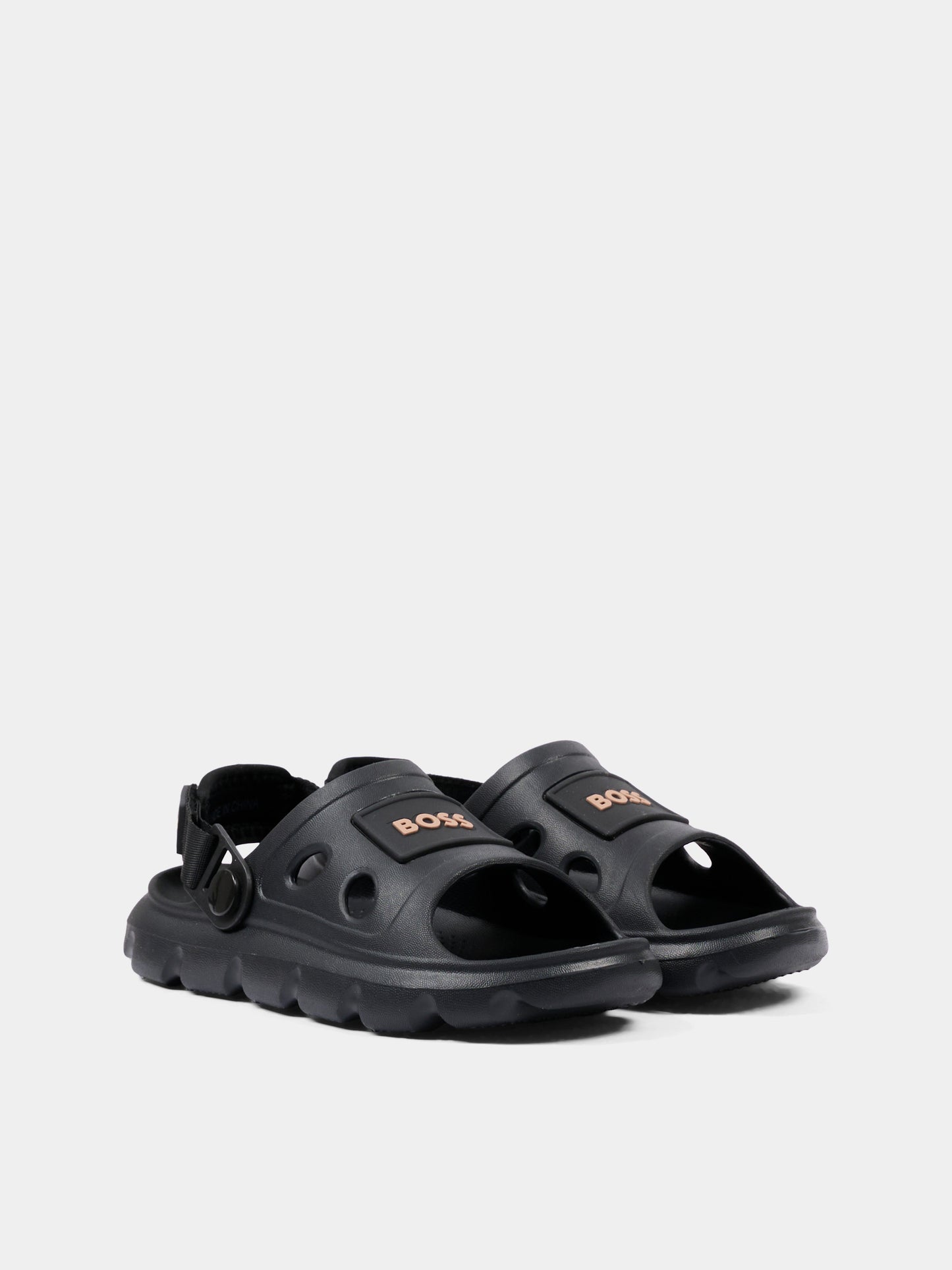 Sandali neri per bambino con logo,Boss,J52813 09B
