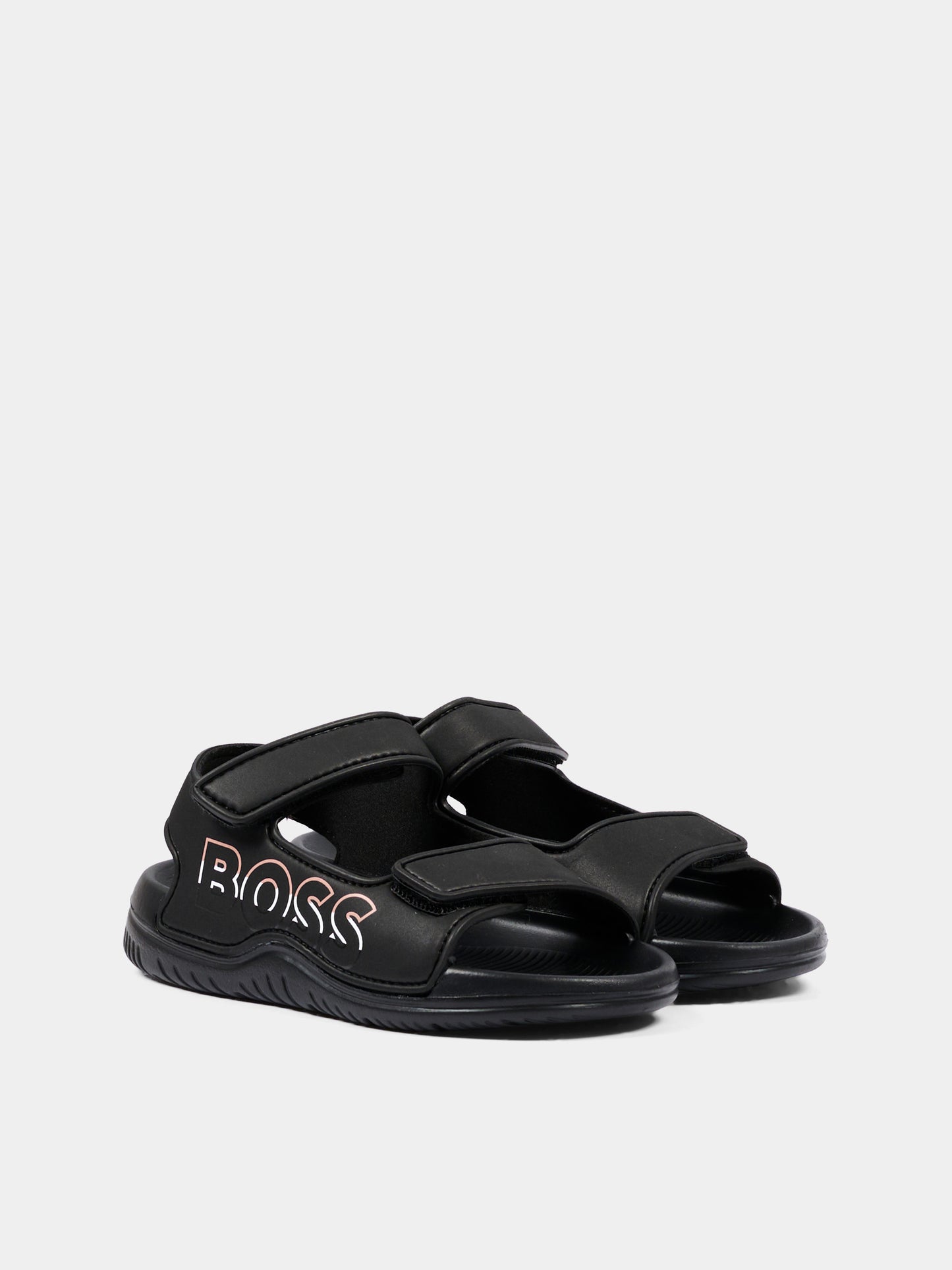 Sandali neri per bambino con logo,Boss,J52821 09B