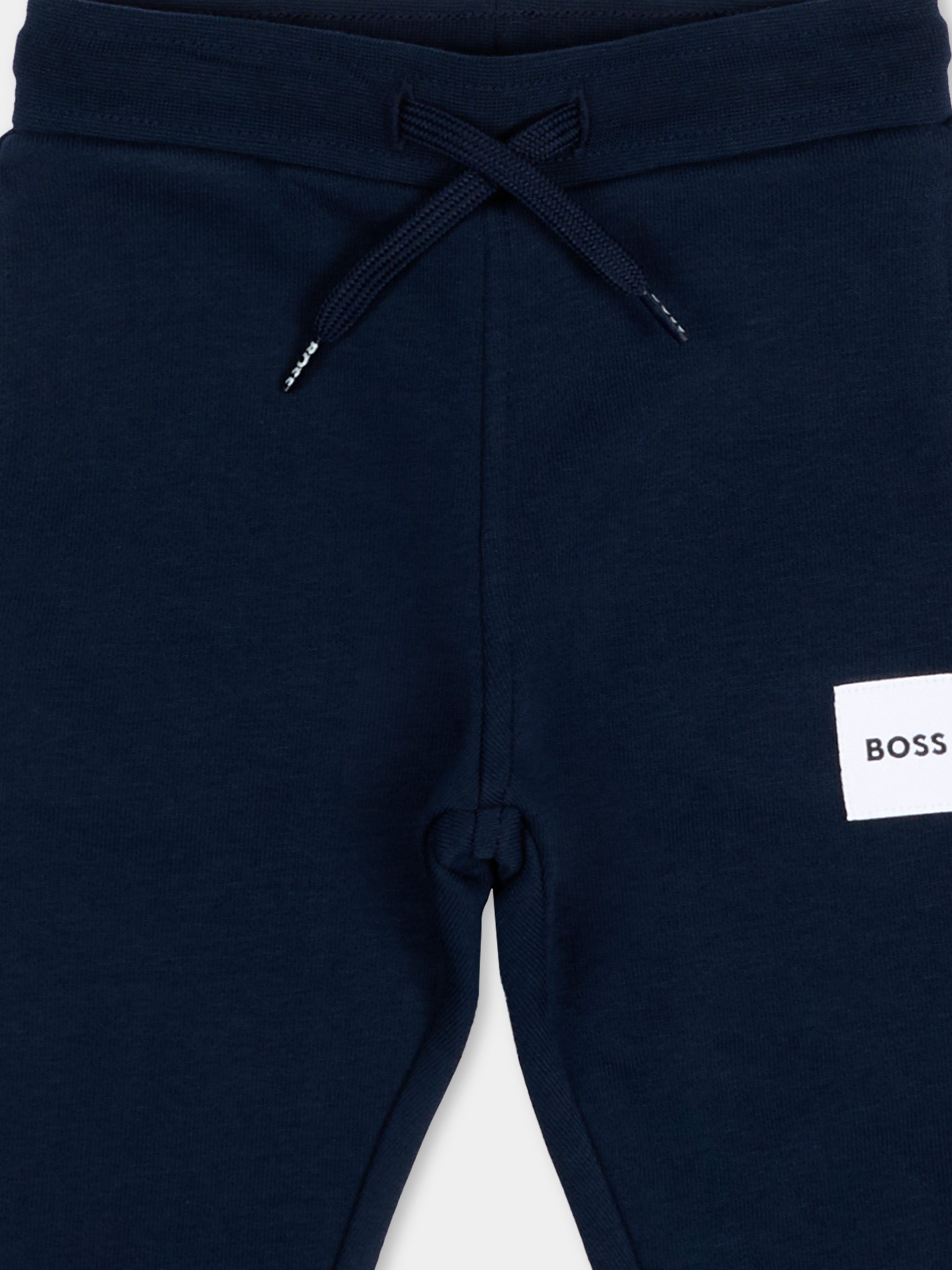 Pantaloni sportivi blu per neonato con logo,Boss,J52853 849
