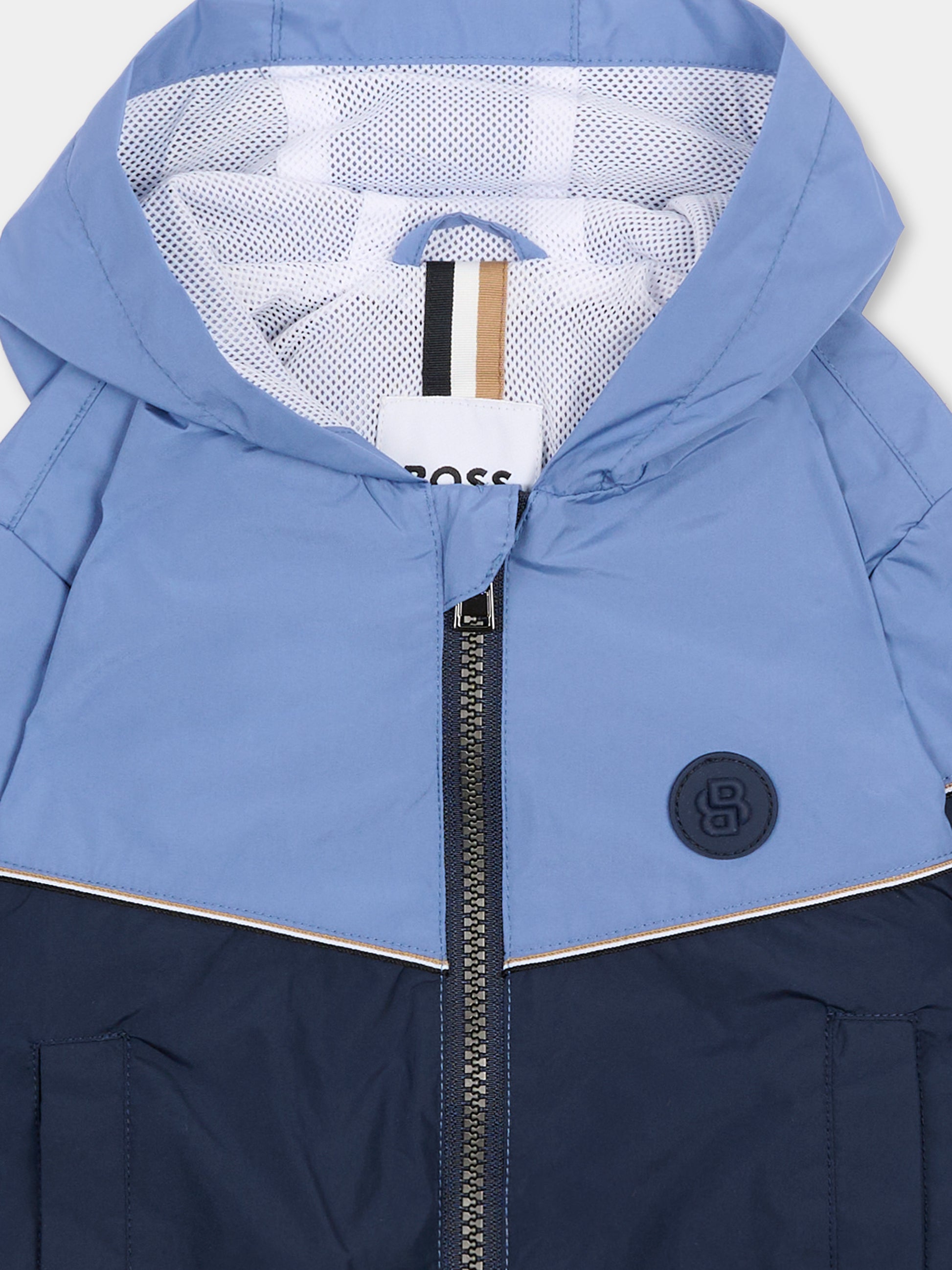 Giacca a vento blu per neonato con logo,Boss,J52860 849