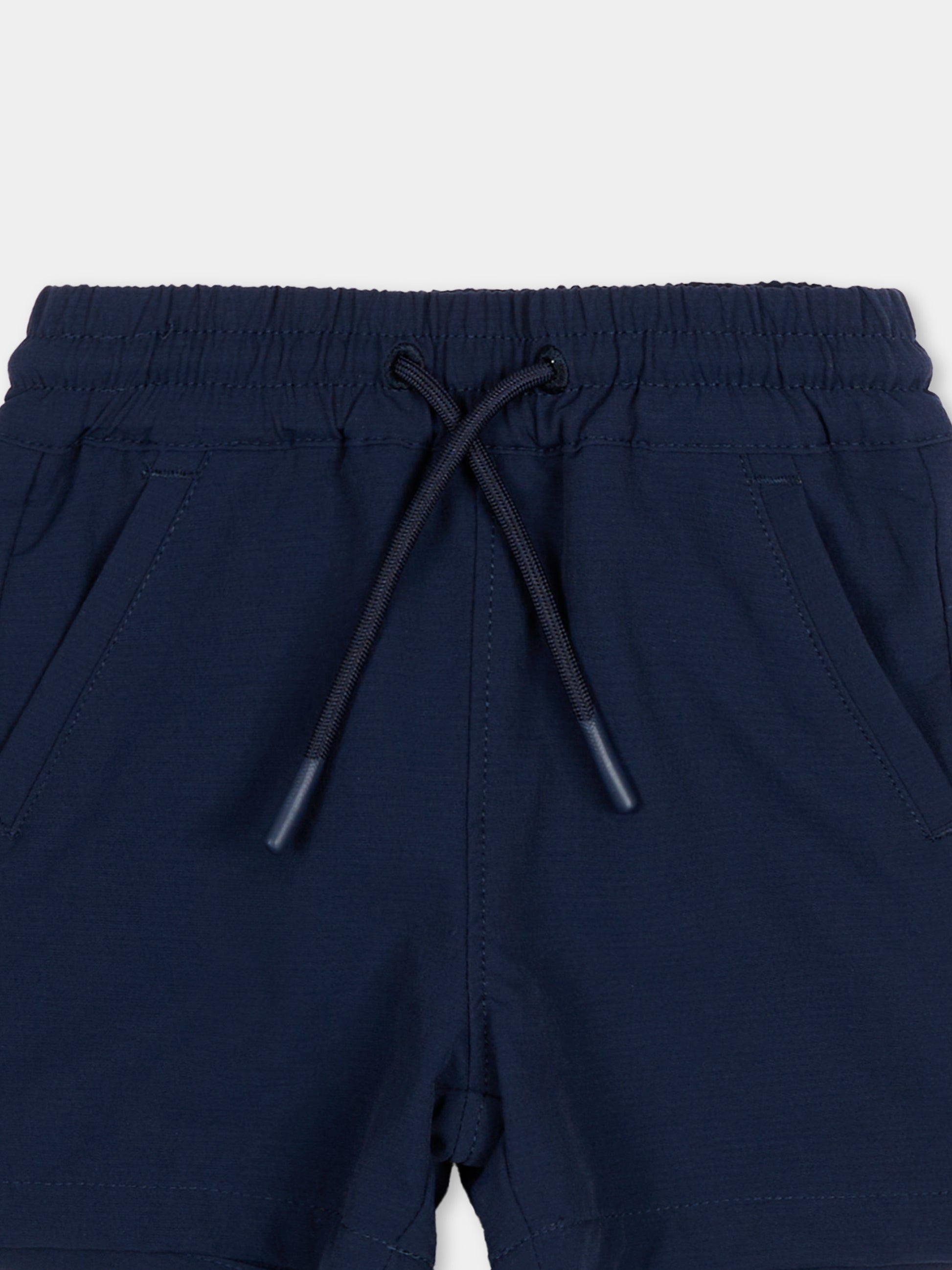 Shorts blu per neonato logo tono su tono,Boss,J52876 849