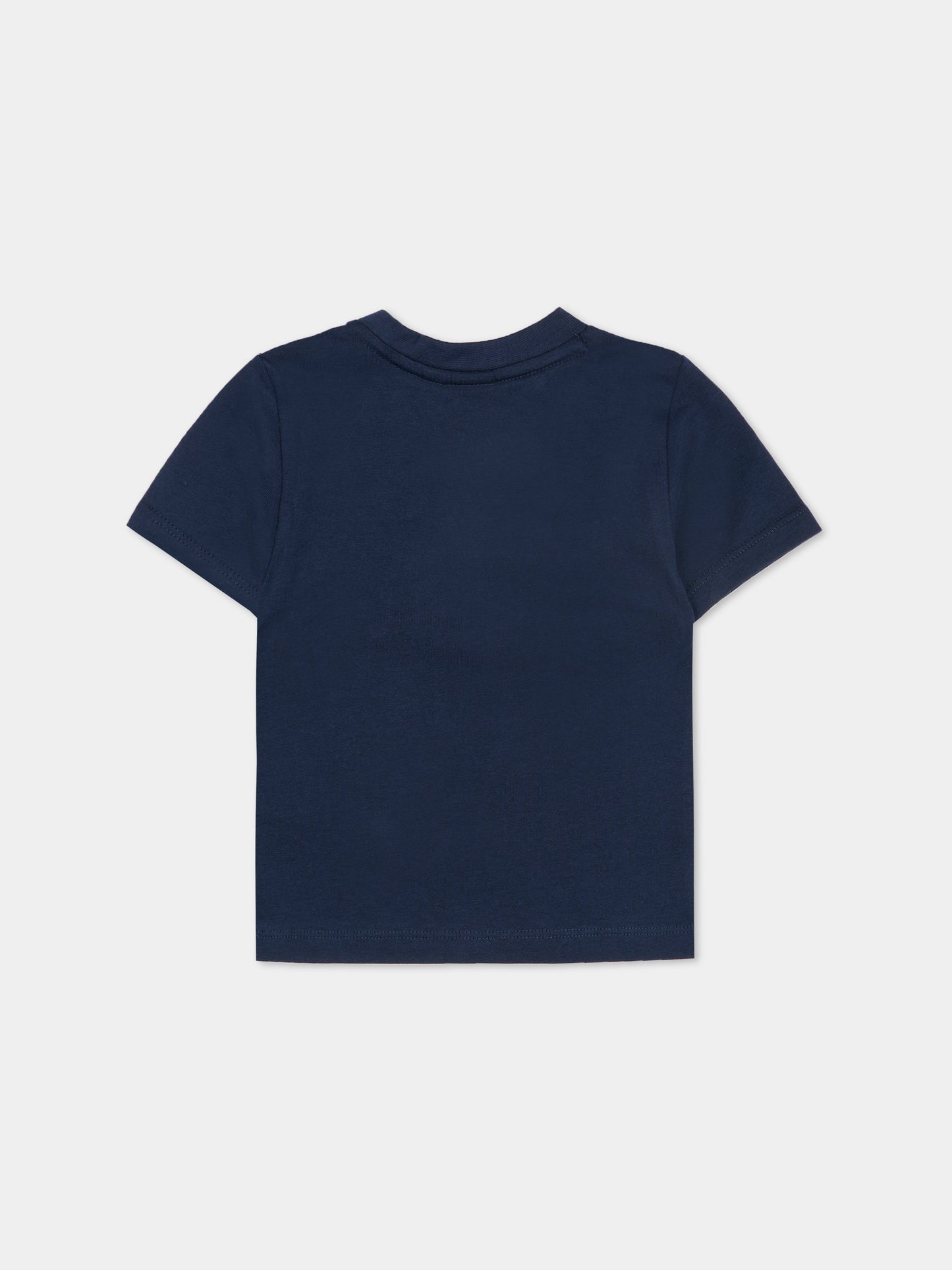 T-shirt blu per neonato con loghi,Boss,J52889 849