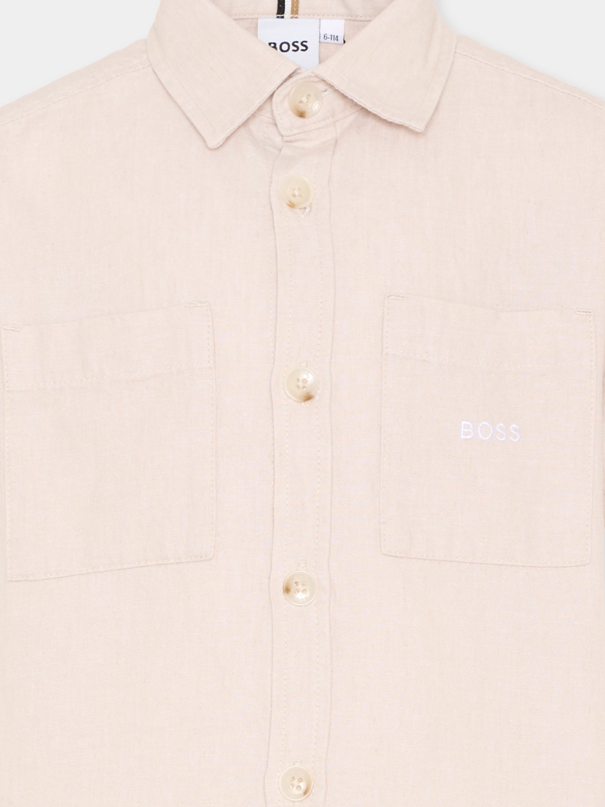 Camicia beige per bambino con logo,Boss,J52942 130