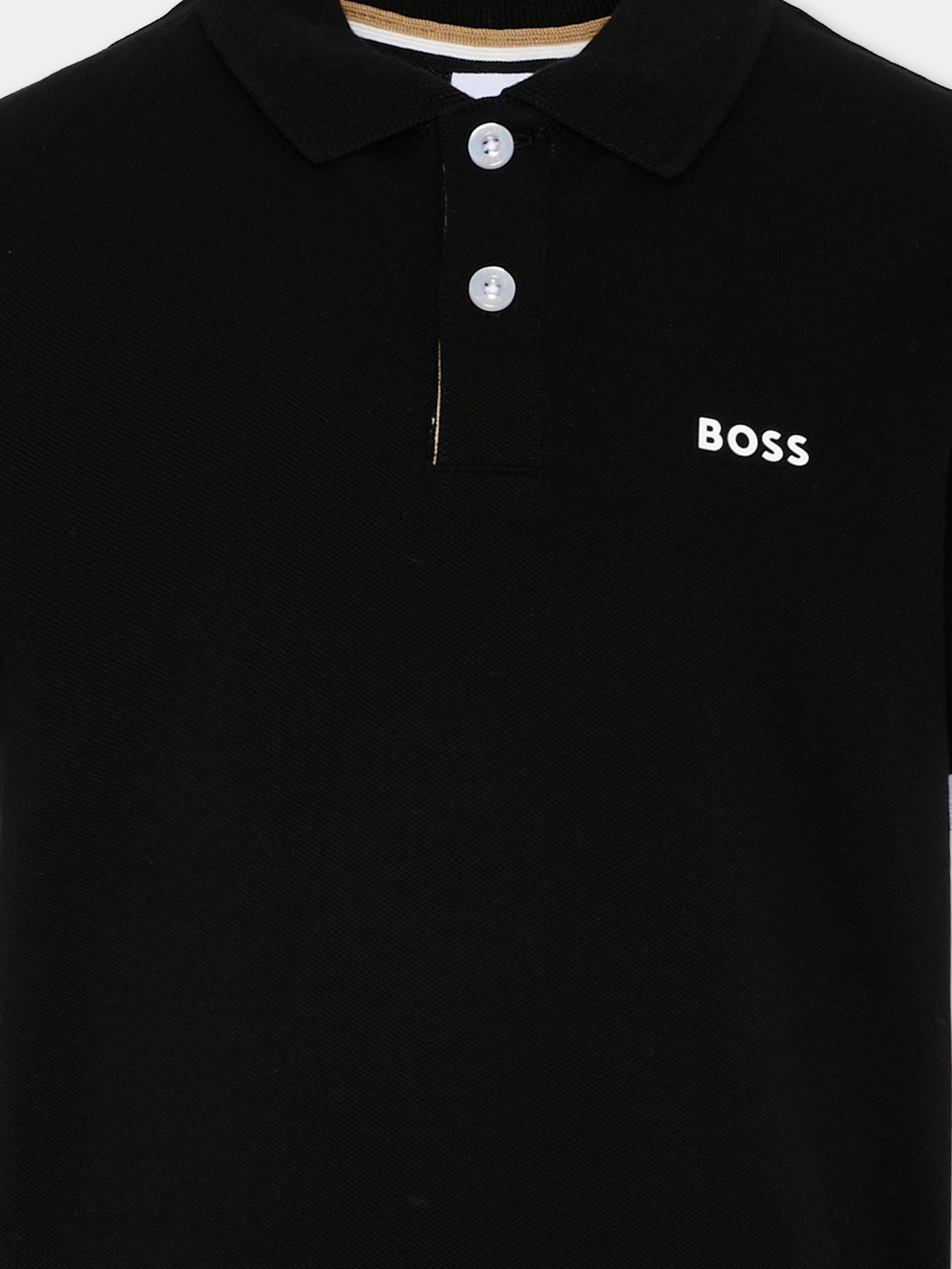 Polo nera per bambino con logo,Boss,J52955 09B