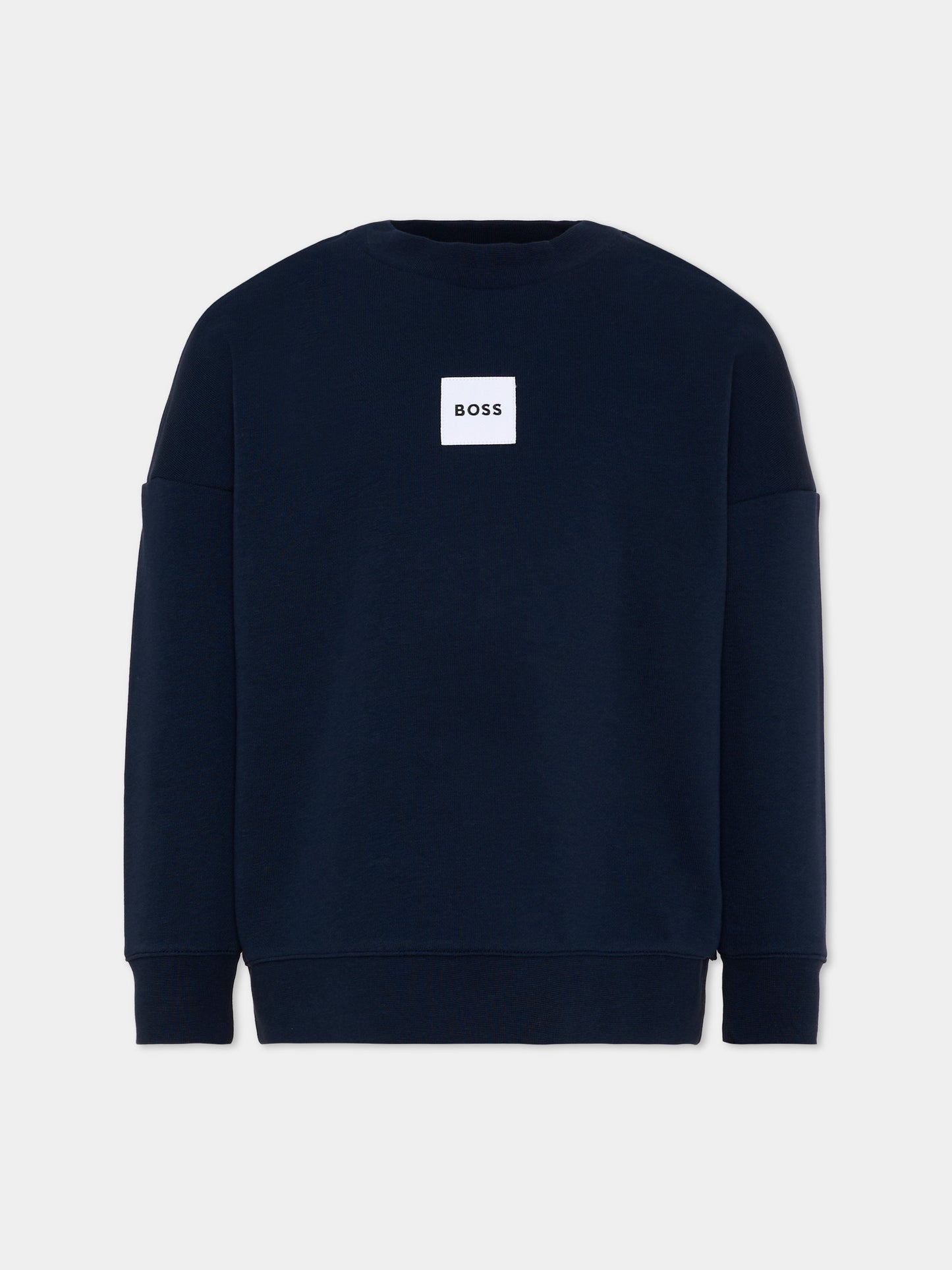 Felpa blu per bambino con logo frontale,Boss,J52965 849