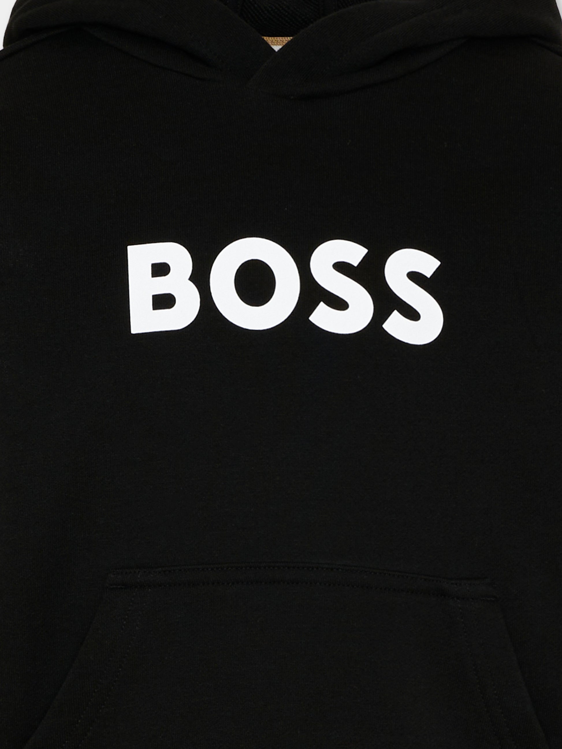 Felpa nera con logo per bambino,Boss,J52969 09B