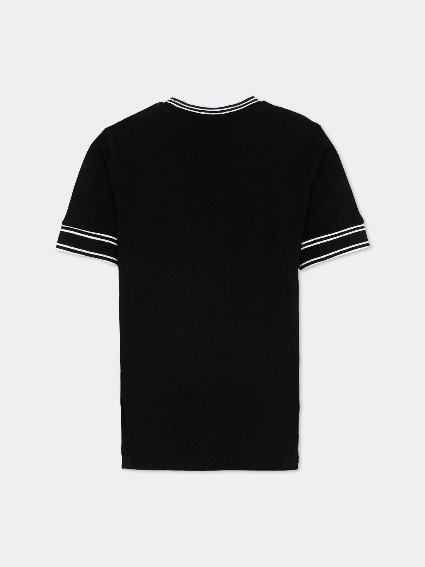 T-Shirt nera in piqué per bambino,Boss,J52981 09B