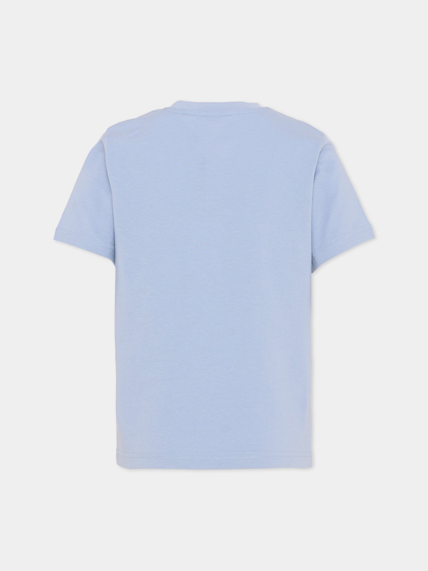 T-shirt blu per bambino con logo e grattacieli,Boss,J52989 057