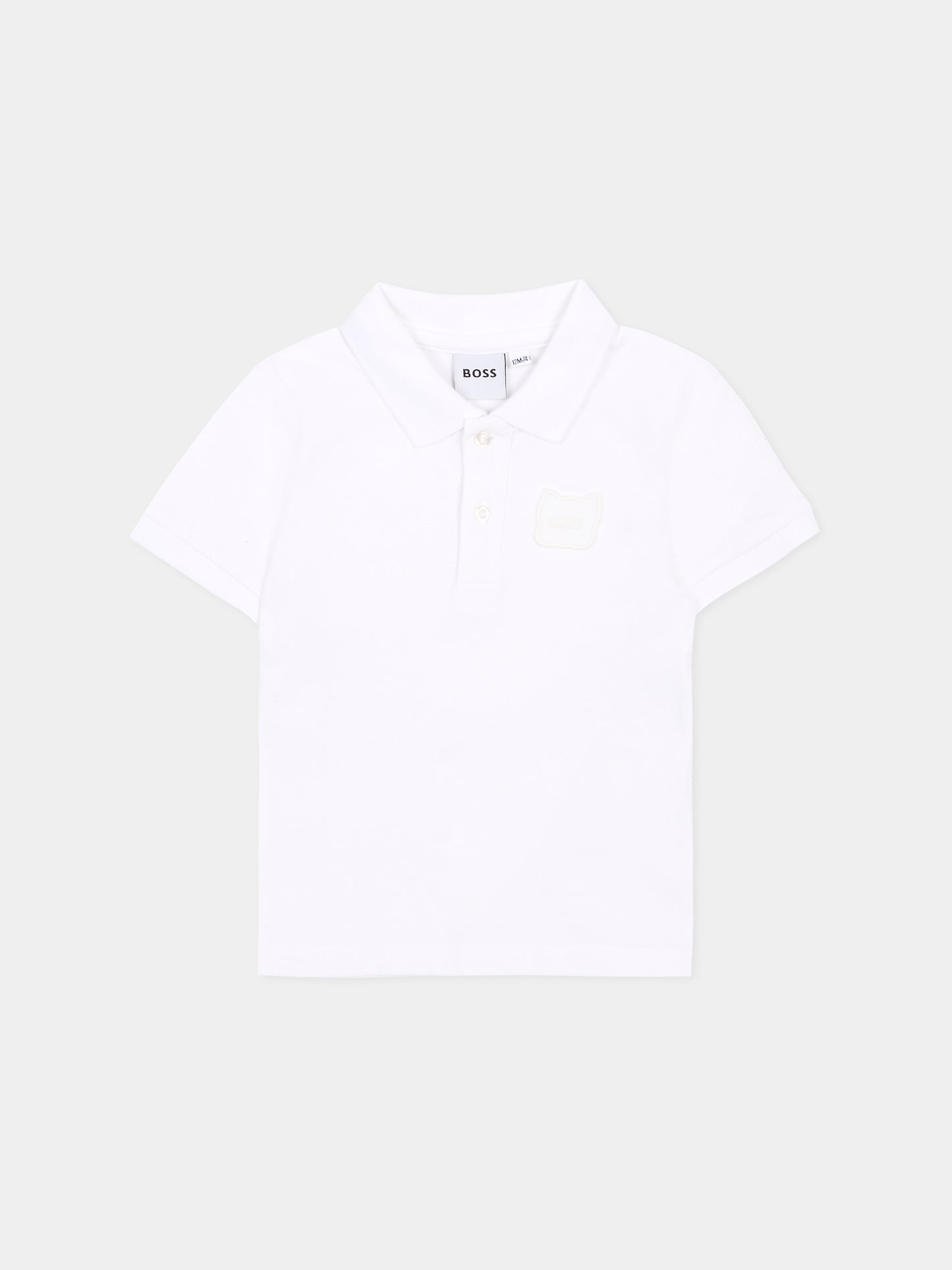 Polo bianca per neonato con logo,Boss,J53037 10P