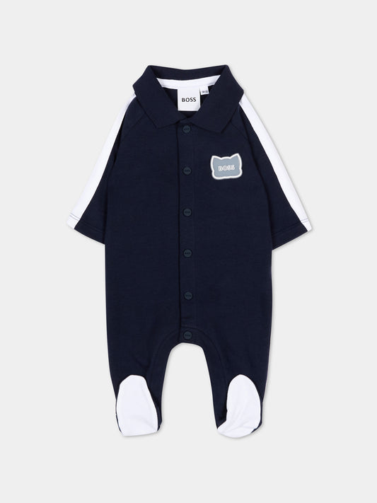 Tutina blu per neonato con logo,Boss,J53041 849