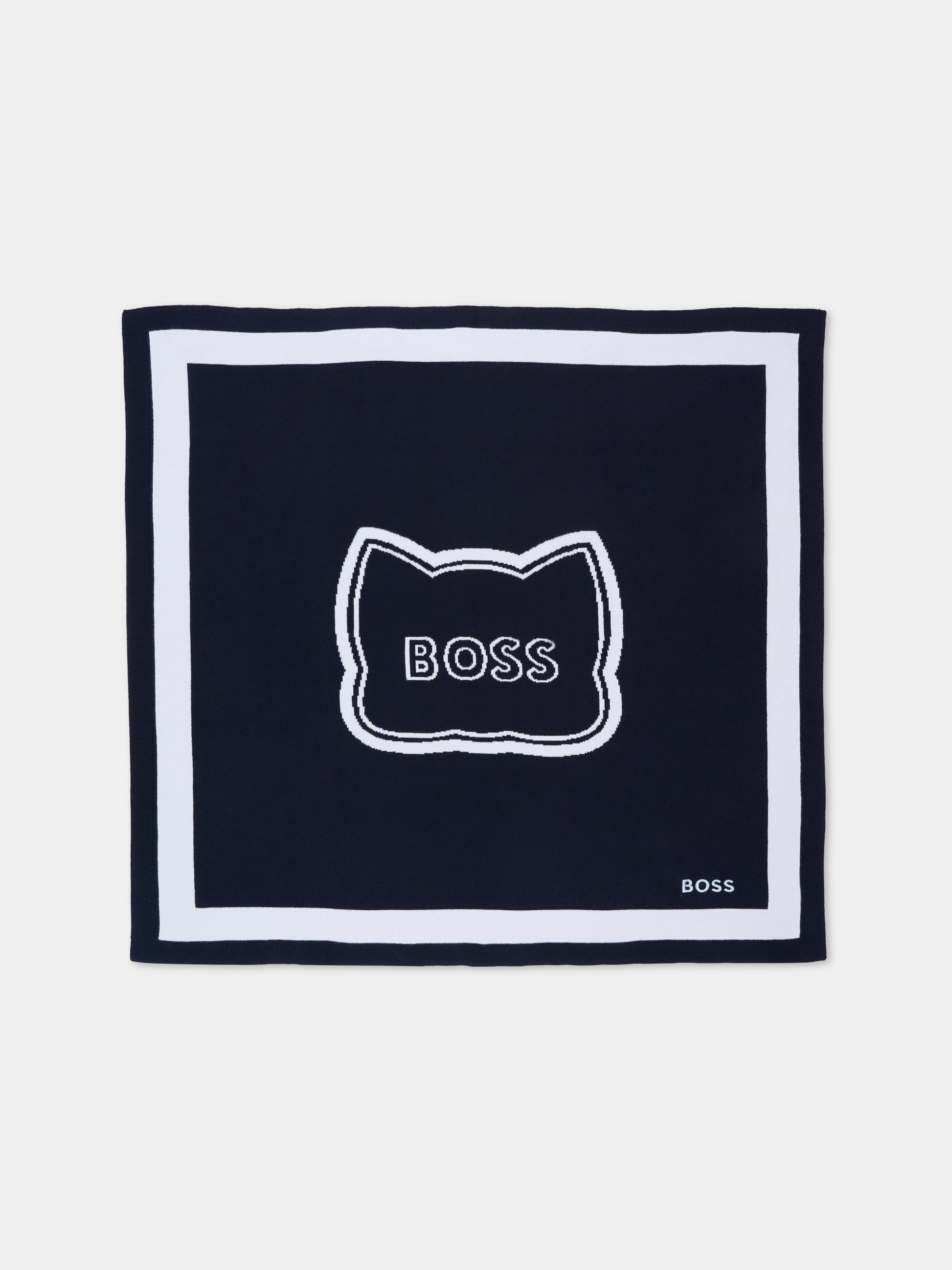 Coperta blu per neonato con logo,Boss,J53095 849