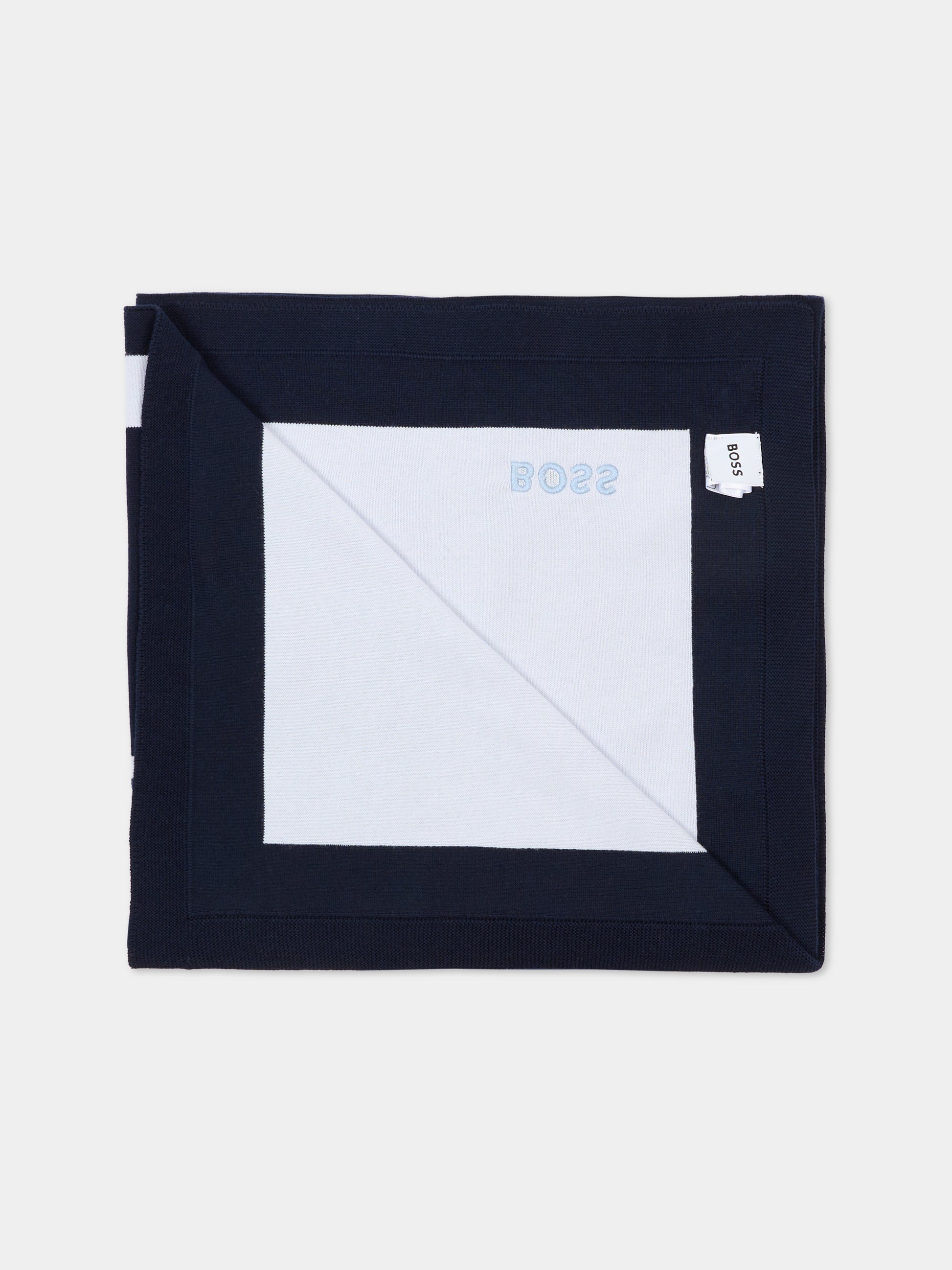 Coperta blu per neonato con logo,Boss,J53095 849