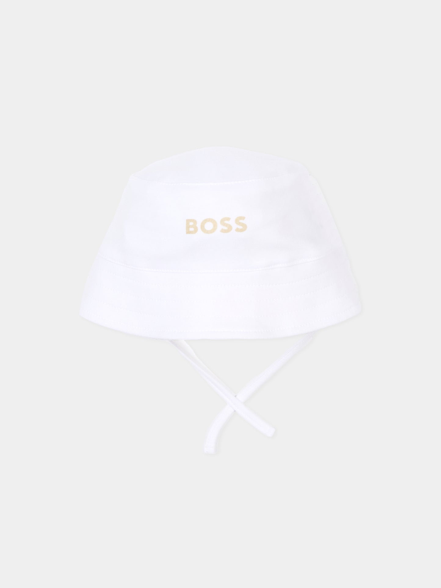 Cloche reversibile beige per neonato con logo,Boss,J53097 249