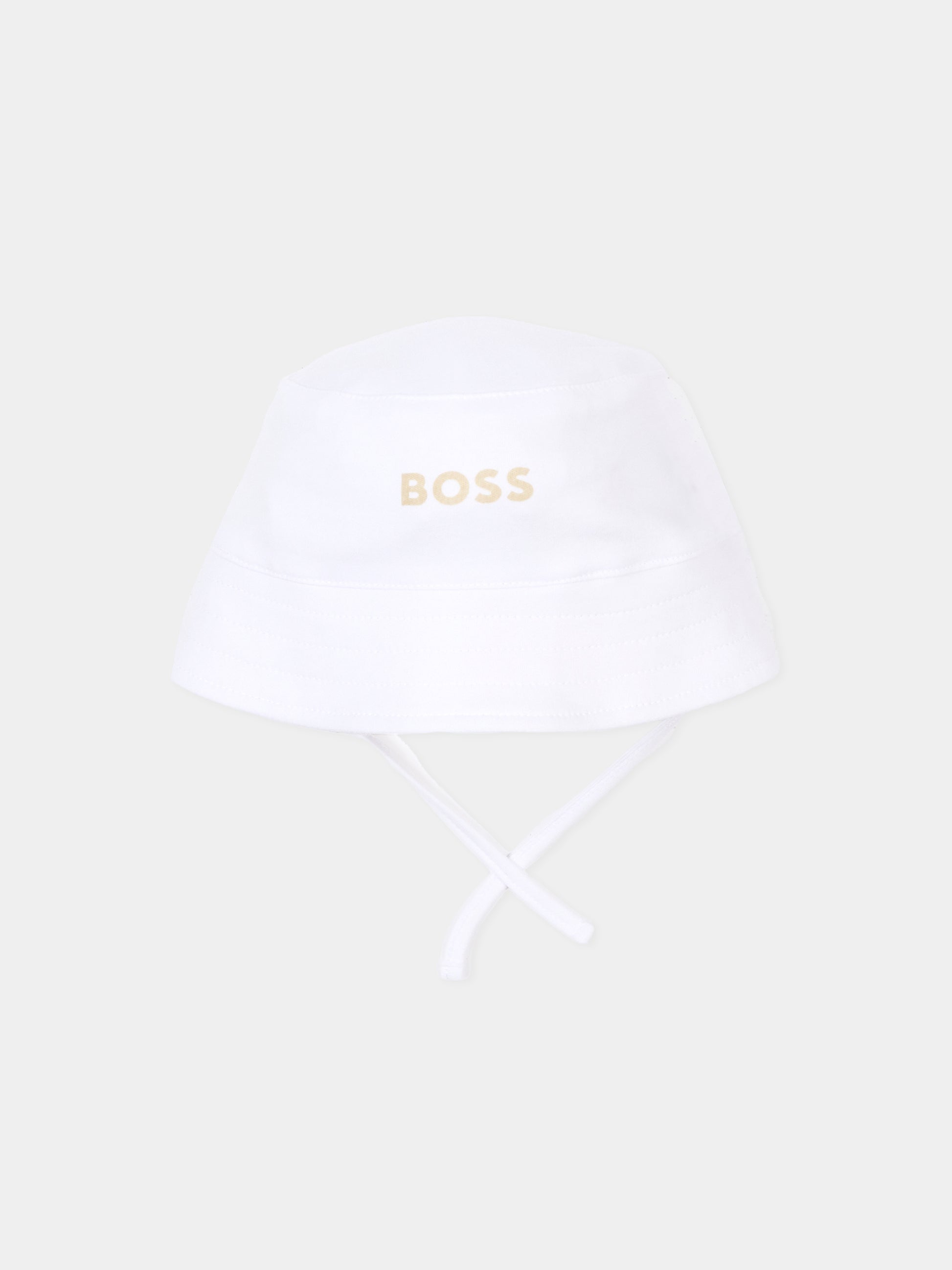 Cloche reversibile beige per neonato con logo,Boss,J53097 249