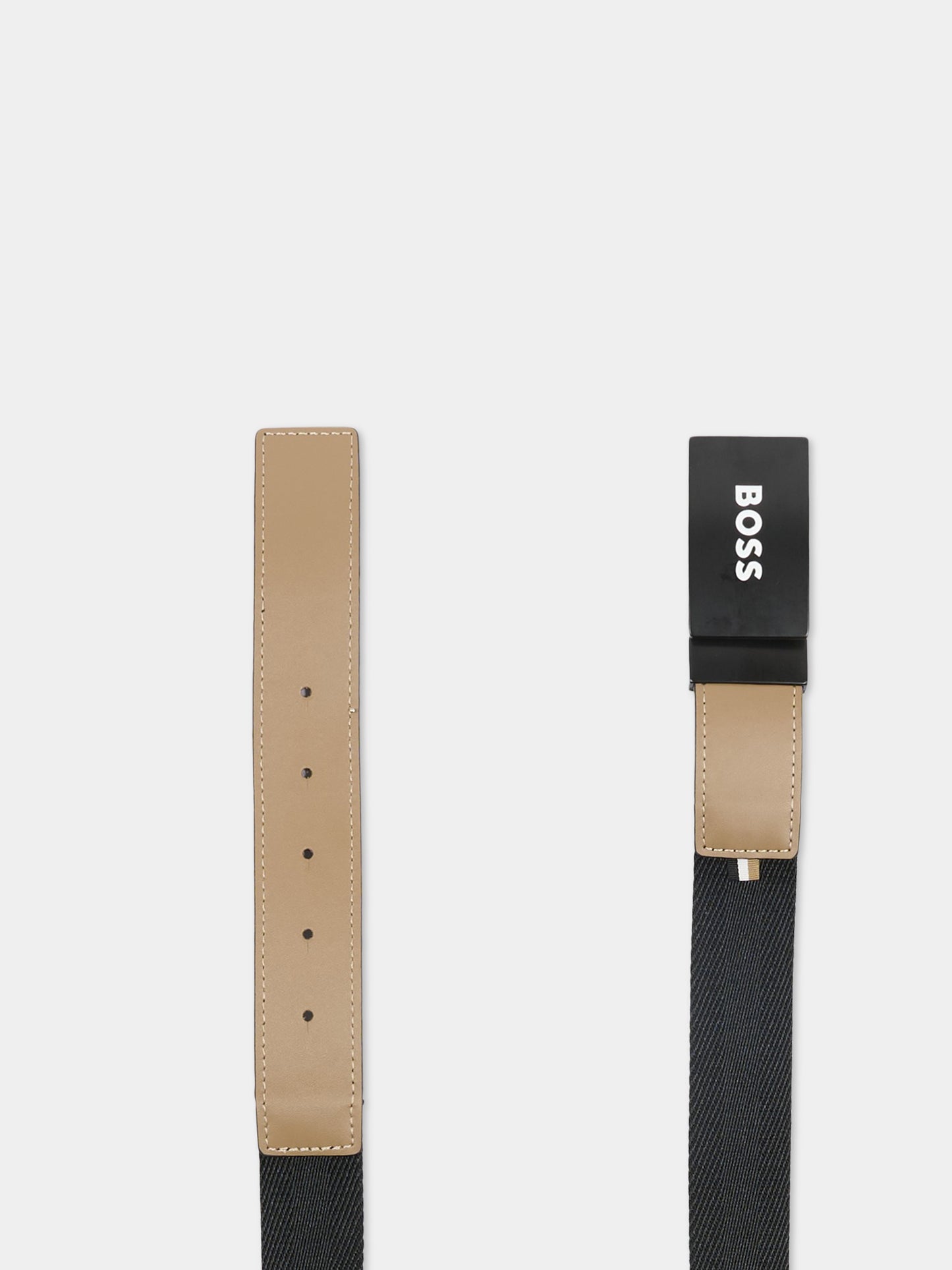 Cintura reversibile nera per bambino bianco,Boss,J53128 09B