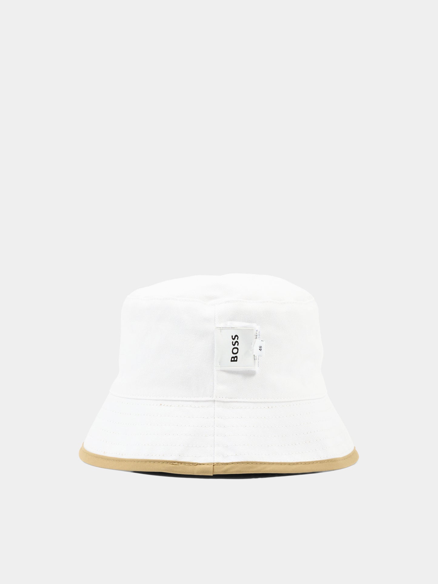 Cloche beige per neonato reversibile con logo,Boss,J53140 295