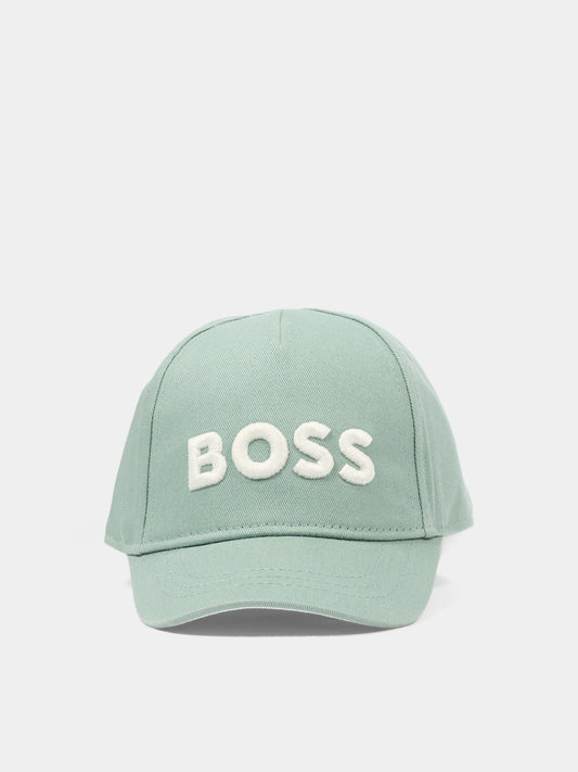 Cappello verde per neonato con logo,Boss,J53142 64U