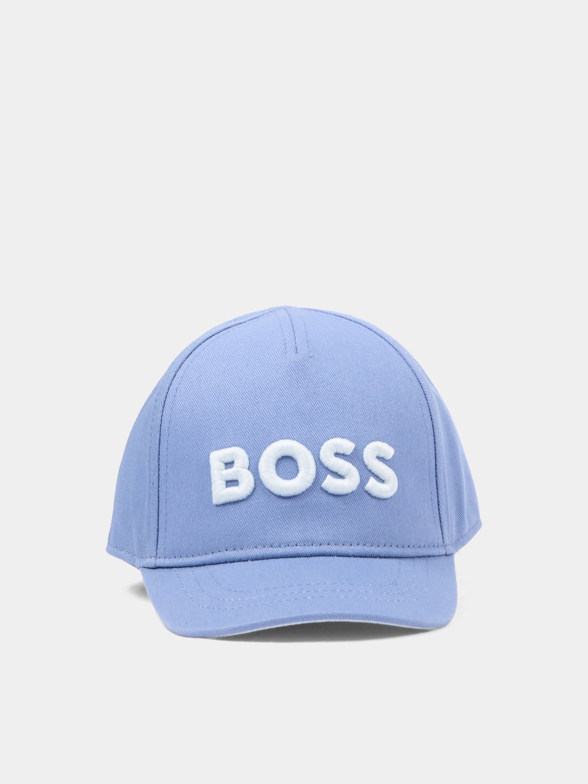 Cappello celeste per neonato con logo,Boss,J53142 881
