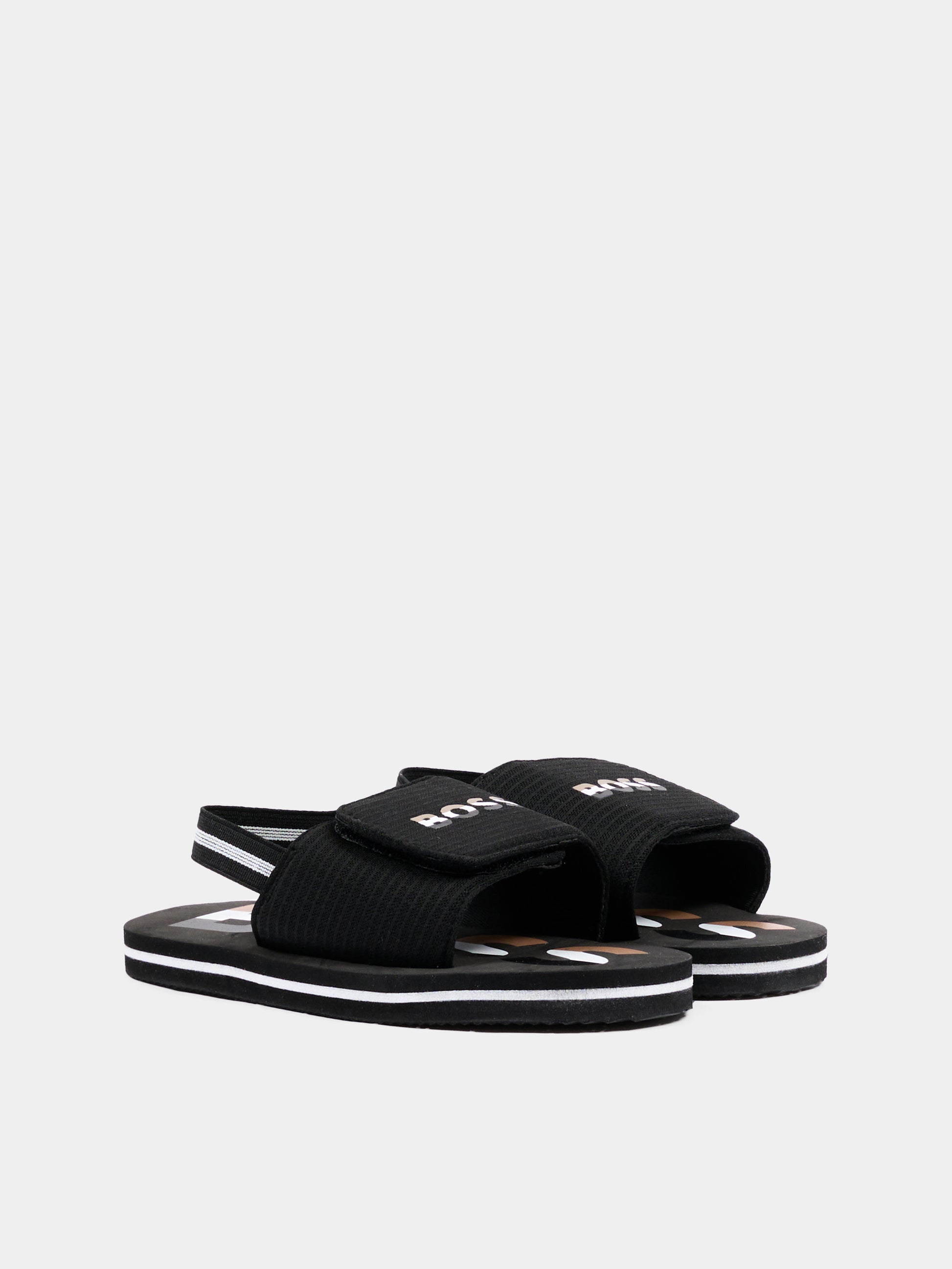 Sandali neri per bambino con logo,Boss,J53242 09B