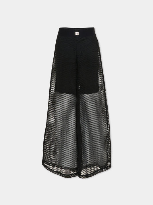 Pantaloni neri per bambina con logo,Dkny,D62580 09B