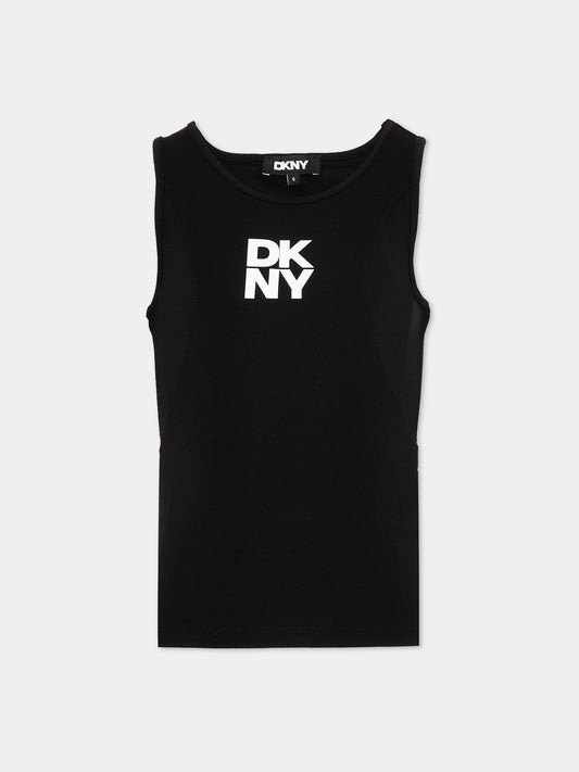 Canotta nero per bambina con logo,Dkny,D62616 09B