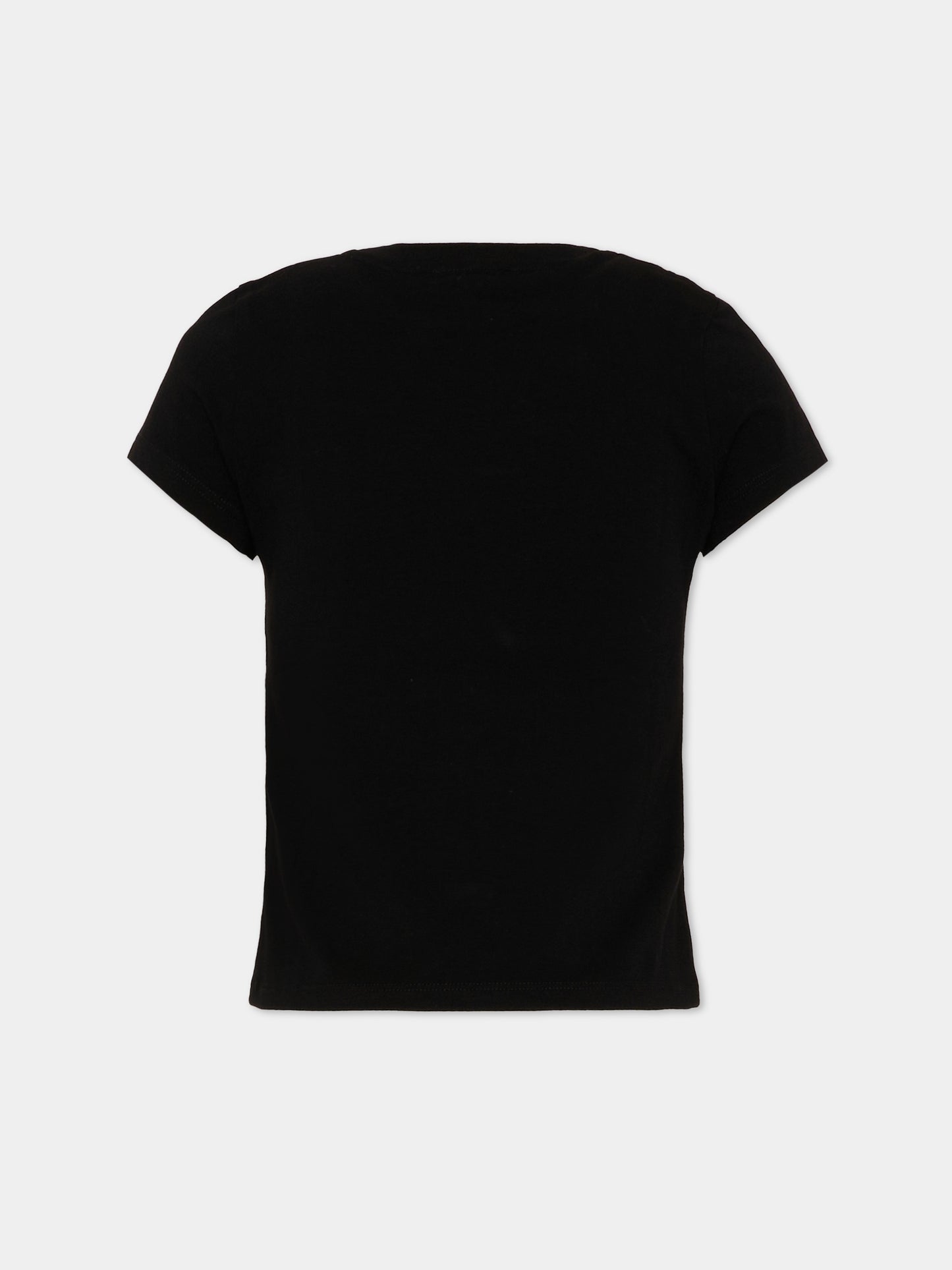 T-Shirt nera per bambina con logo,Dkny,D62617 09B