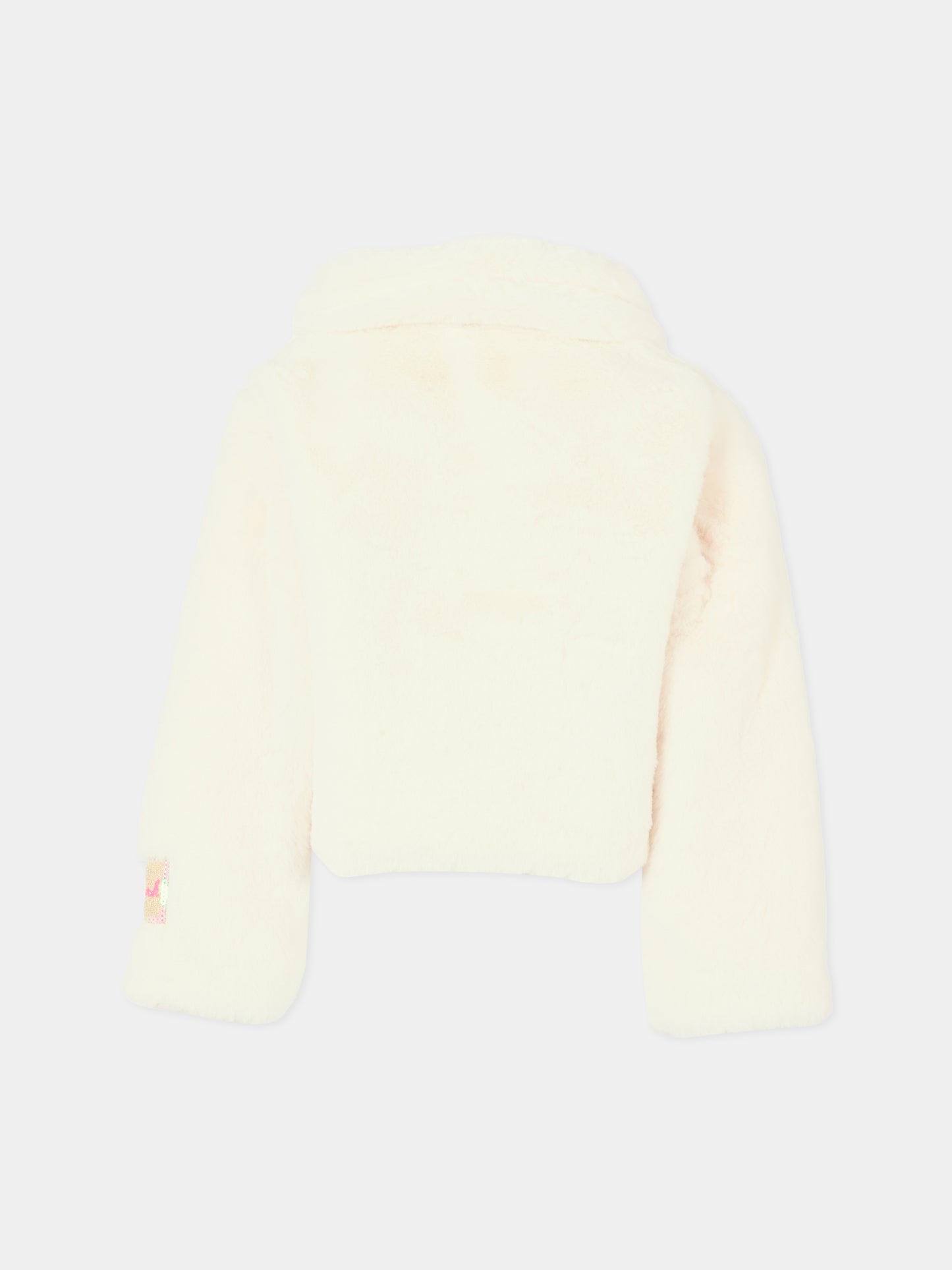 Ecopelliccia avorio per bambina con patch,Billieblush,U20545 121