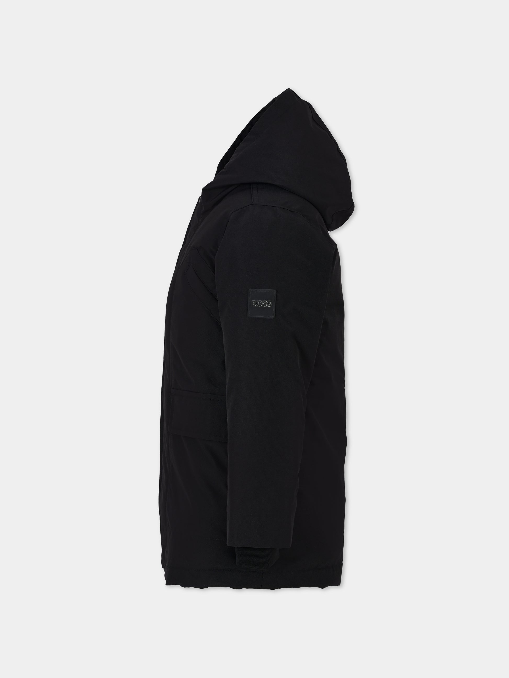 Parka nero per bambino con logo,Boss,J51231 09B